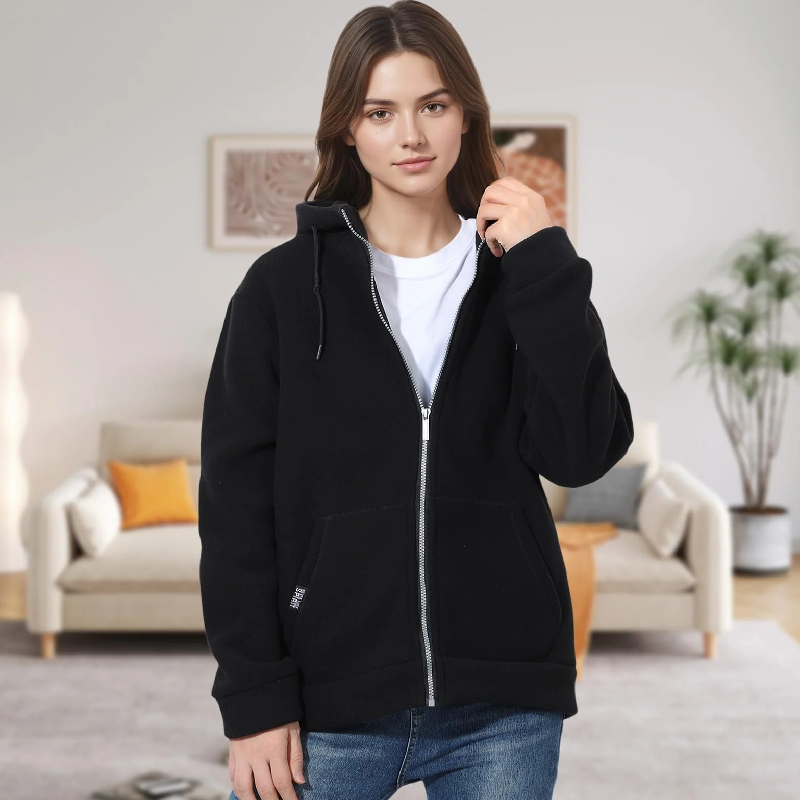 BWBIKE Sudadera Cremallera Completa Mujer Forrada Vellón Manga Larga Chaqueta Casual