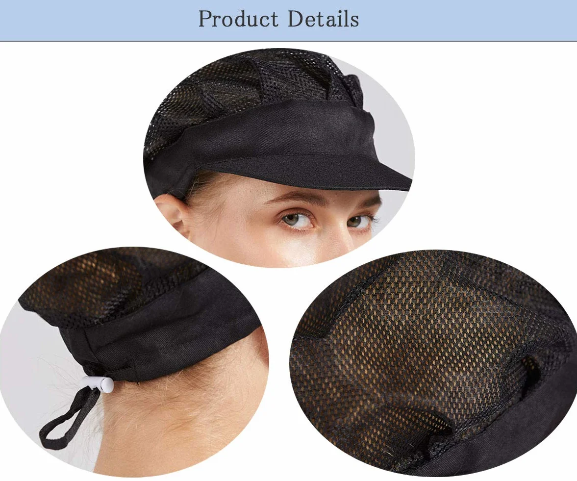 Nanxson 3 Uds Gorro de Chef Unisex Elástico para Cocinero de Cocina y Servicio de Alimentos - Red para el Cabello CF9061