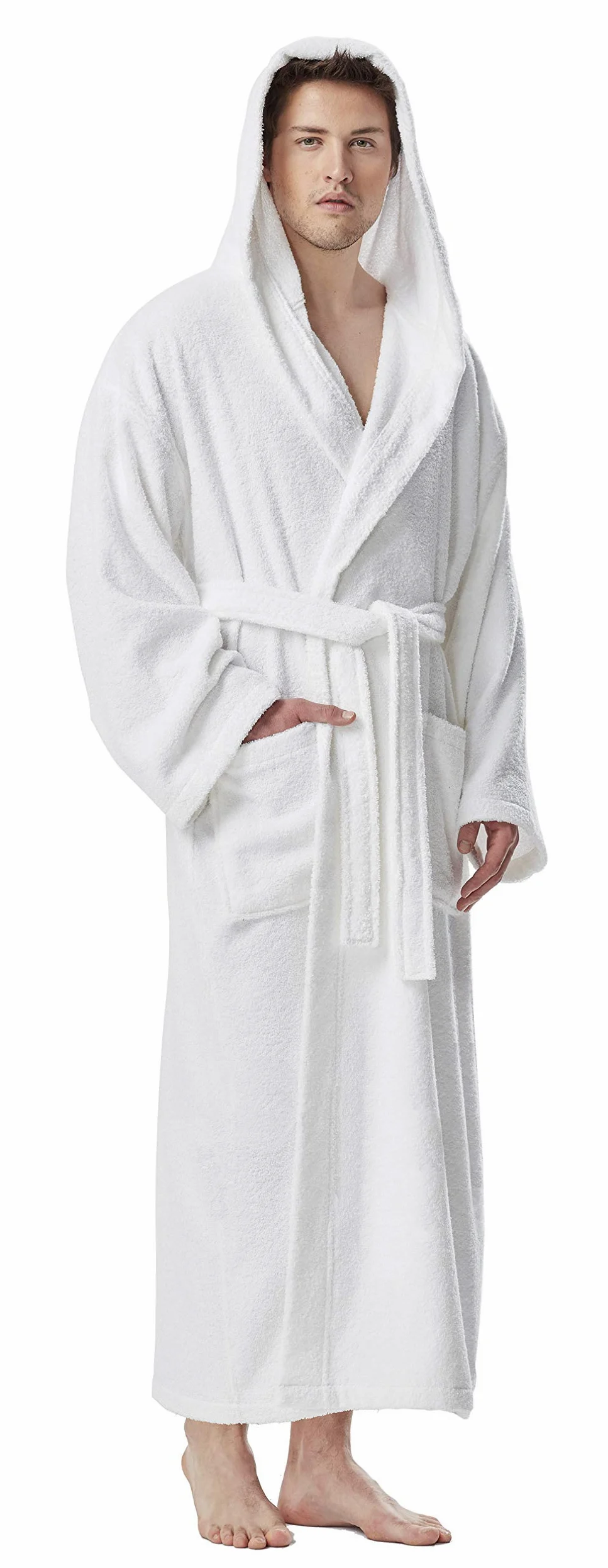 Arus Albornoz con capucha para hombre, longitud normal o extra largo, 100% tela de rizo de algodón (380 g/m²) certificado por OEKO-TEX®