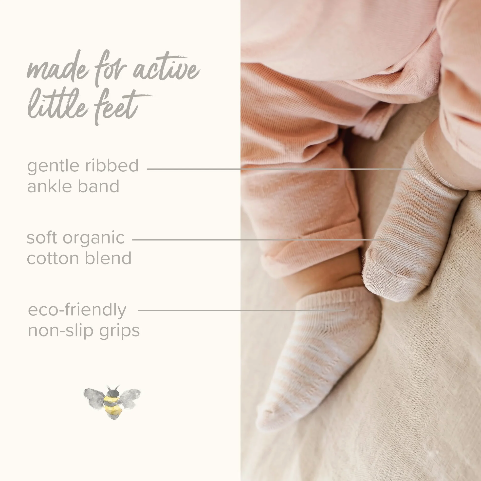 Burt's Bees Baby Socks, 6-pack Ankle Or Crew With Non-slip Grips, Made With Organic Cotton Calcetines casuales Unisex bebé (Pack de 6)