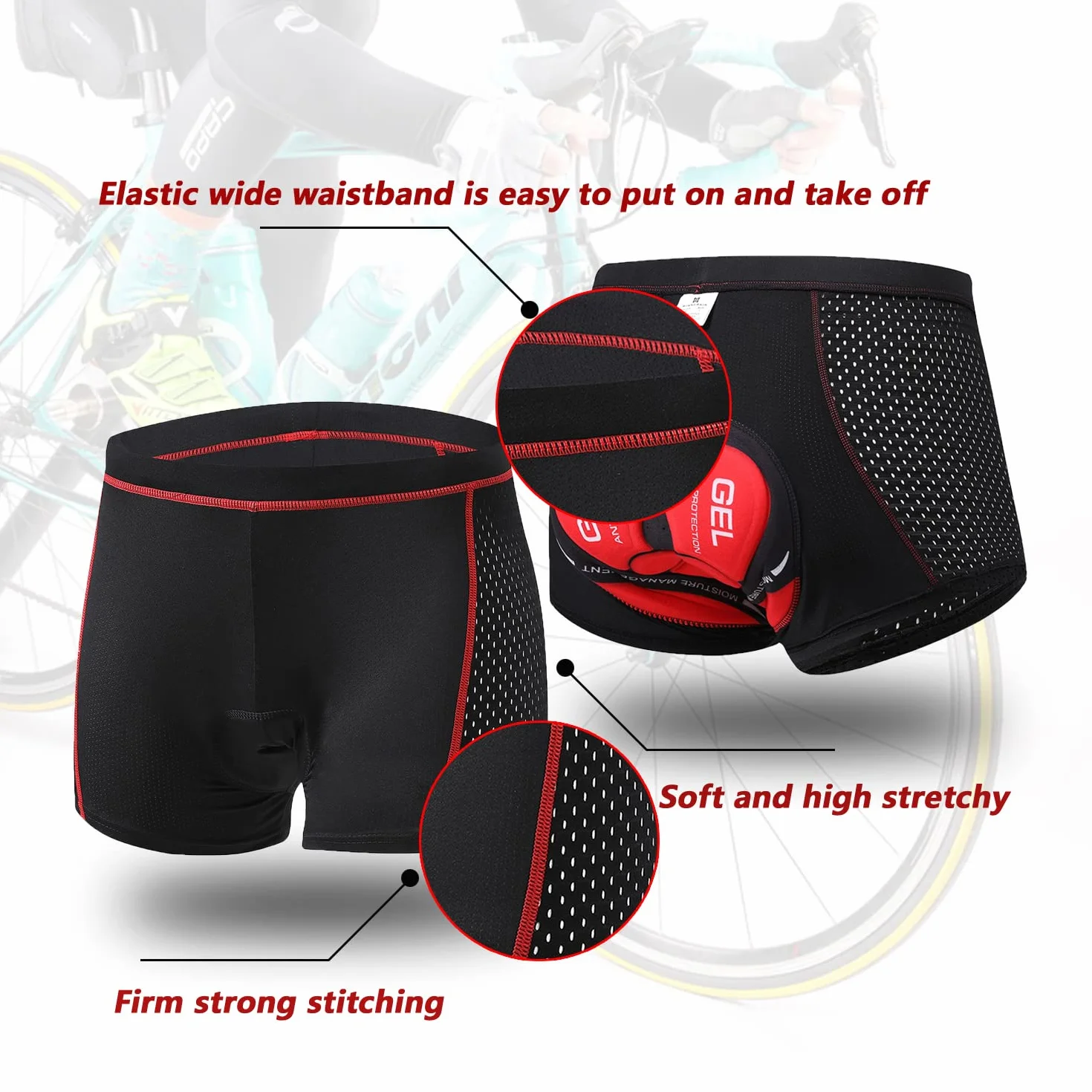Pantalones Cortos de Ciclismo para Hombre Bicicleta Ciclismo Ropa Interior Pantalones Cortos Rspirables y Ligeros con 3D Gel Acolchado MTB Bicicleta Pantalones Cortos