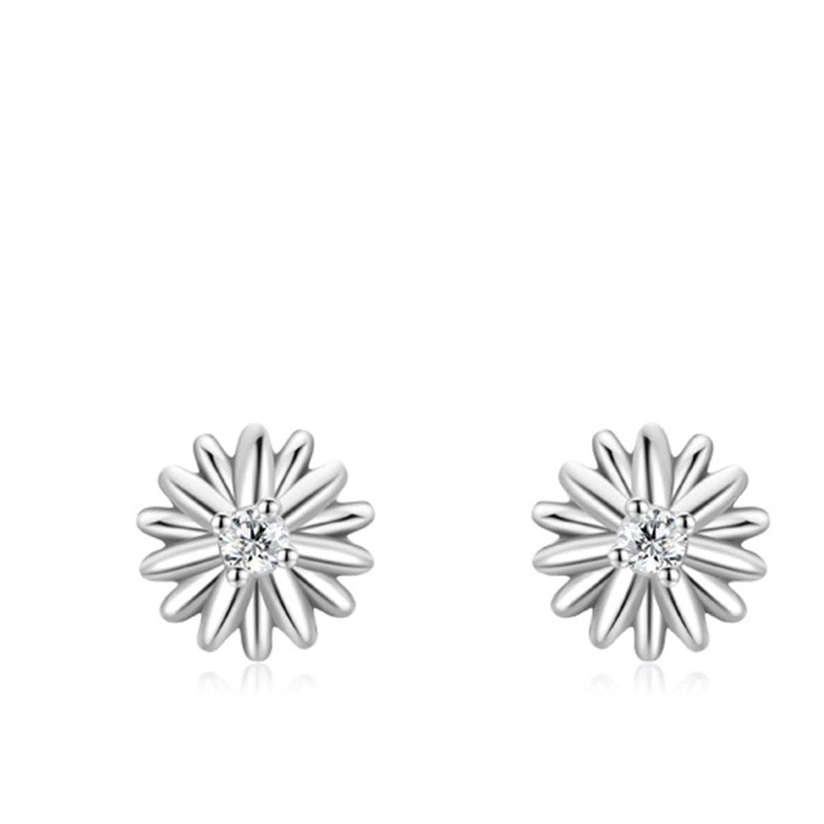 Pendientes de oro de platino para mujer, modernos con moissanita blanca, margarita, solitario blanco/platino oro blanco