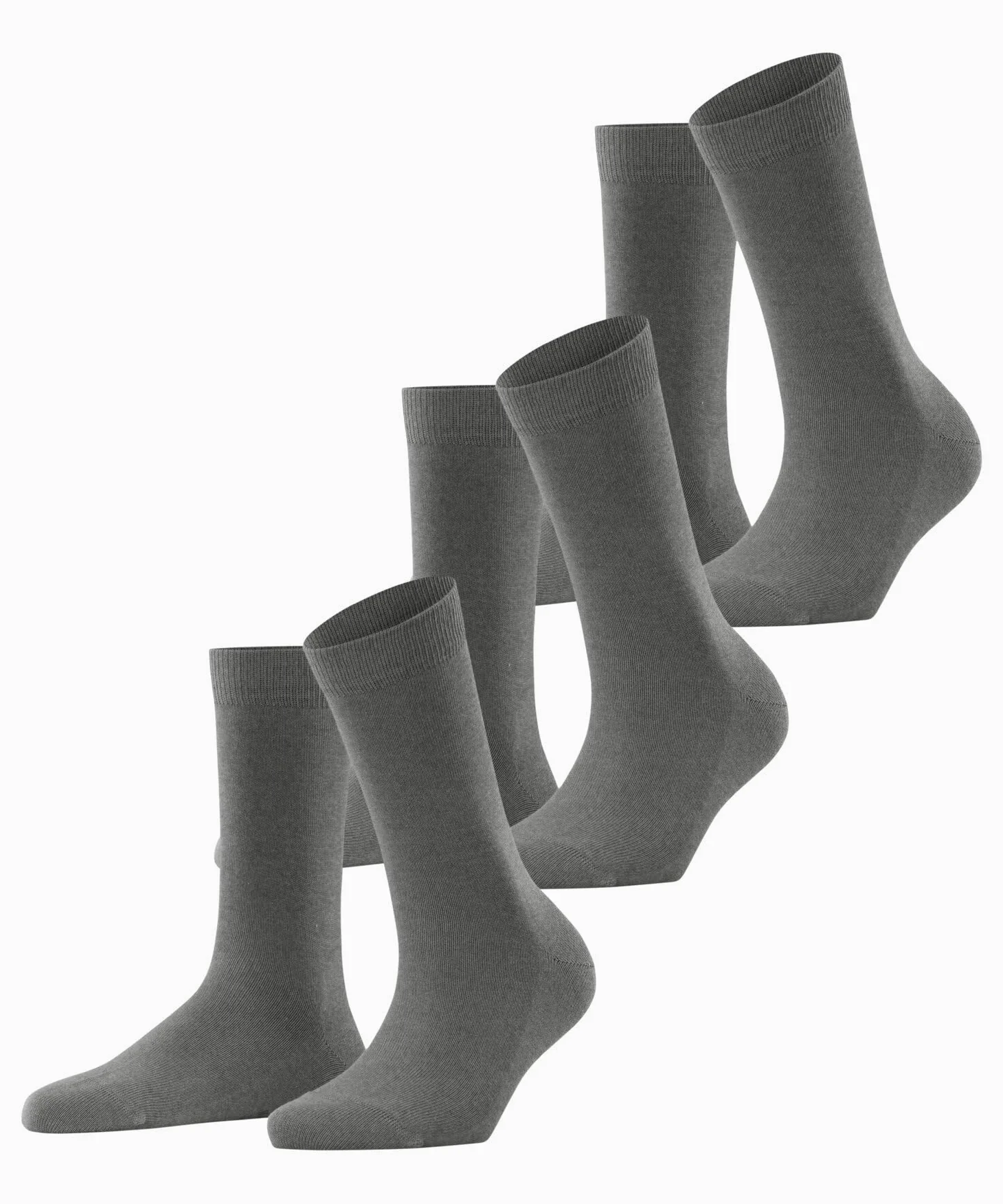 FALKE mujer Family 3-Pack calcetines transpirable sostenible algodón resistente y extra suave en la piel costura plana en la zona de los dedos 3 pares | con estructura de malla muy fina
