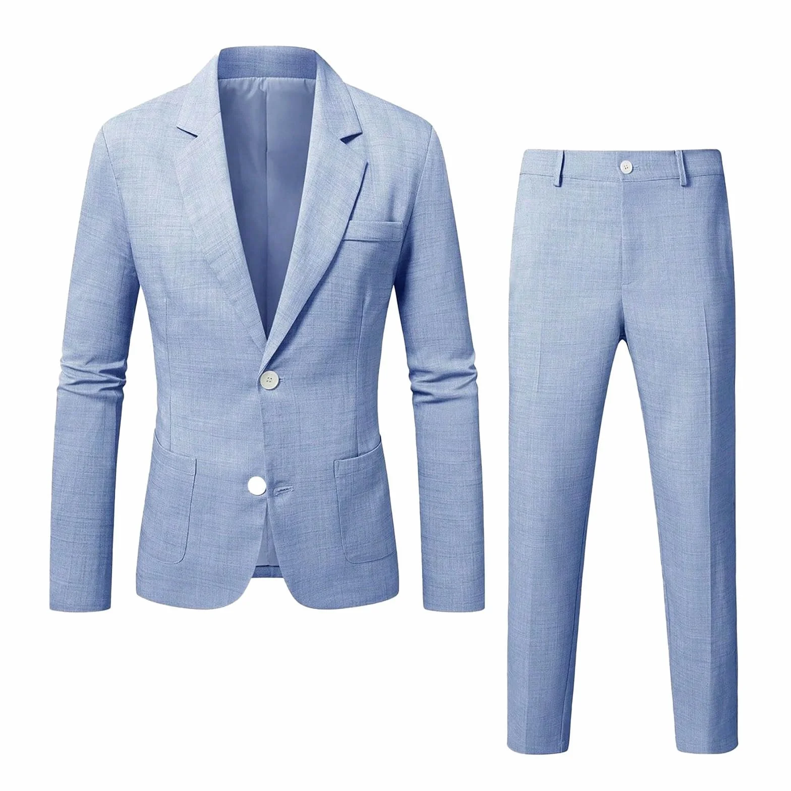 Conjunto de Traje para Hombre, Esmoquin Casual, 2 Piezas, Ajuste Regular, Chaqueta de Lino y Pantalones, graduación, Boda, Cena