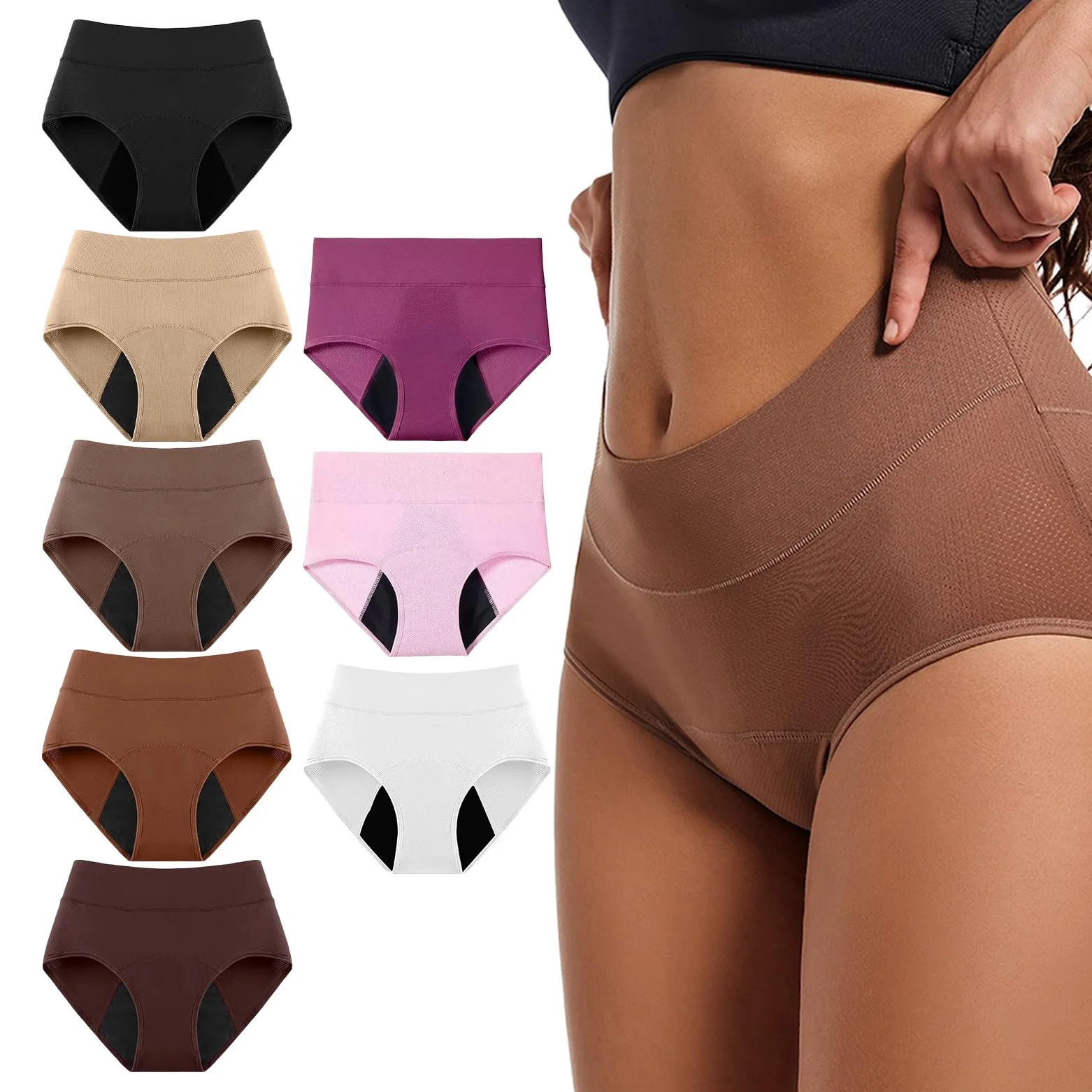 Ropa interior a prueba de fugas para mujer, 4 capas, absorbente, a prueba de fugas, cintura alta, cómodas bragas para mujeres mayores de 50 a 60 años
