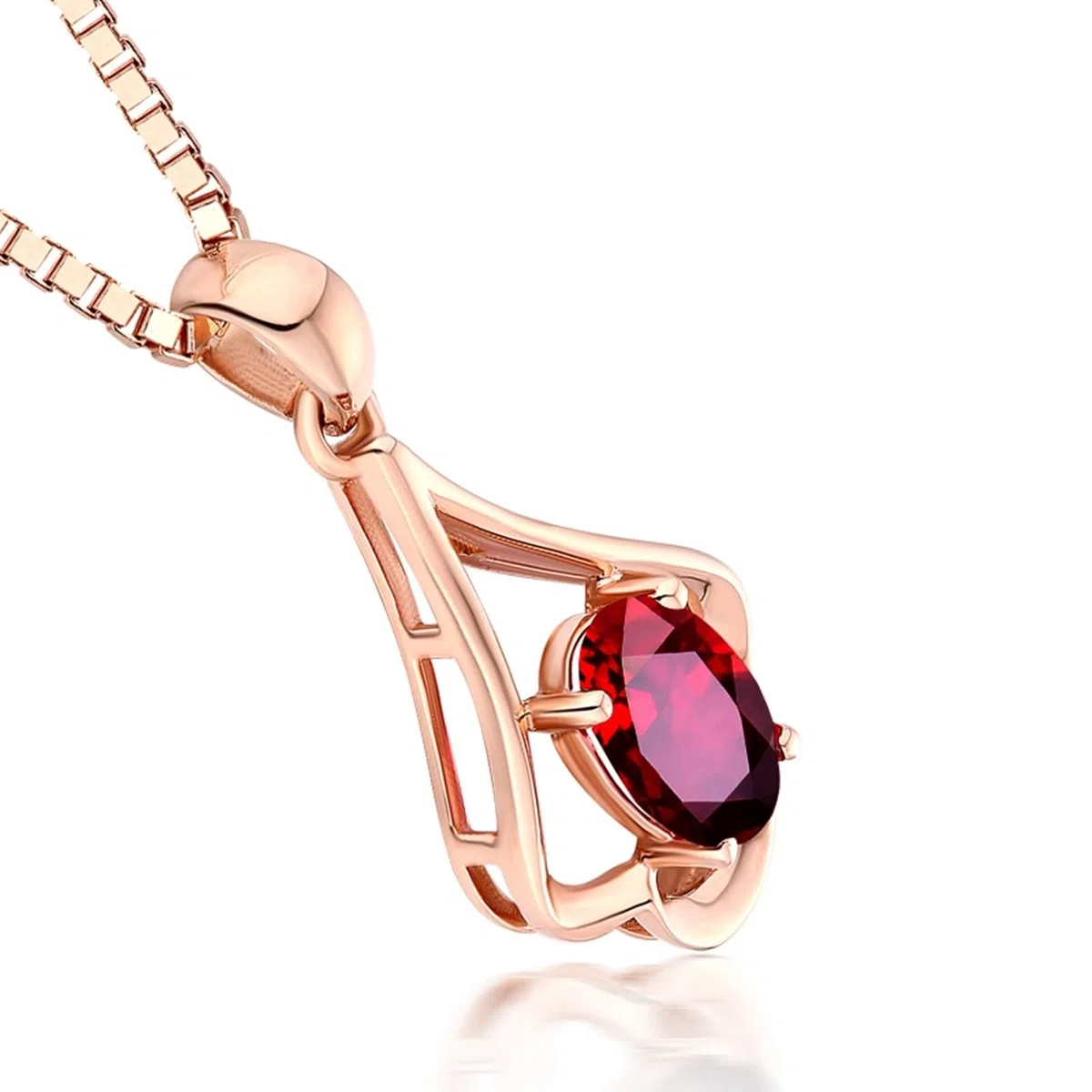 Cadena de oro rosa, colgantes para collares de 18 quilates de flor con rubí de 0,45 ct, regalos de boda, collar fino para mujer, Gold