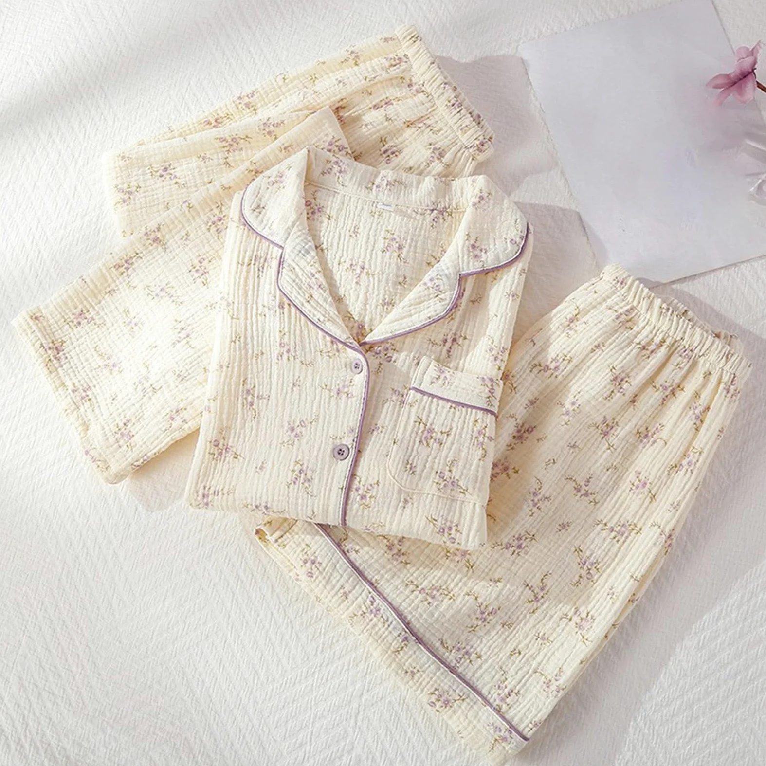Pijama Mujer Verano,Conjunto De Pijama para Mujer, Manga Corta, Pantalones Largos, Ropa De Dormir Antiarrugas, Ropa De Estar por Casa para Primavera, Verano Y OtoñO, Comodidad En El Hogar.