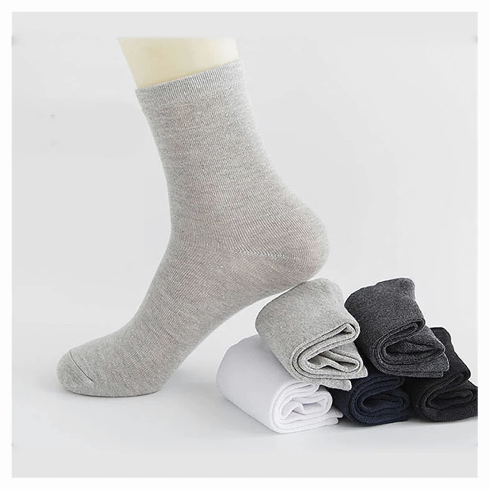 ZZSRJ 5 Pares/Lote Calcetines de algodón for Hombres Casual Business Verano Thin Black Socks Medias (Color : 5 Black, tamaño : EU39-45 US6.5-11)