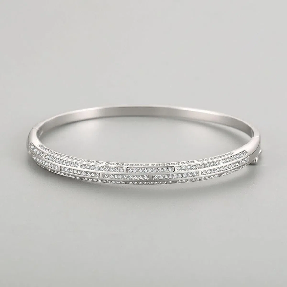 Brazalete de Oro Blanco Mujer 9Kilates / 14Kilates / 18Kilates, Redondo con Moissanita, Cadena 16 CM, Pulseras Mujer Cadena Plata