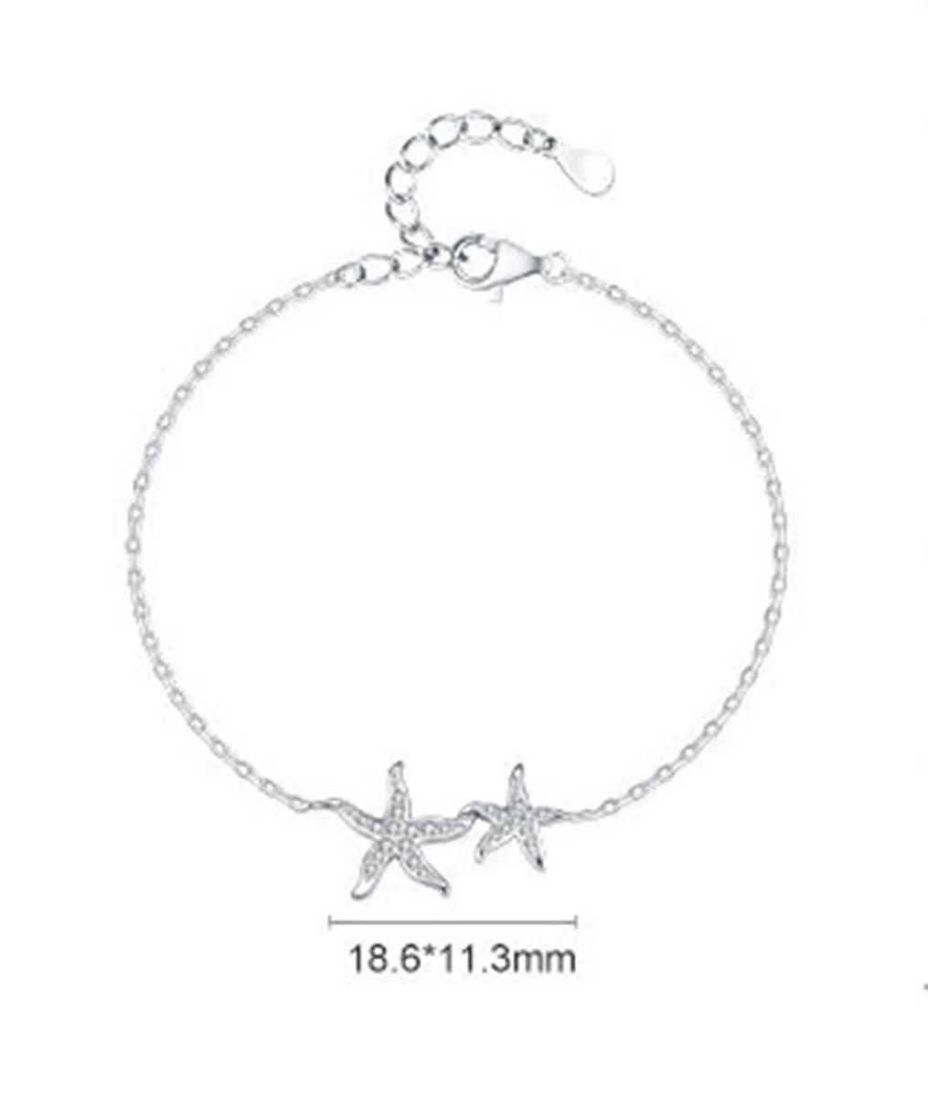 Pulsera para mujer de oro amarillo Au750 de 18 quilates, cadena de estrella de mar, pulseras con diamantes de oro auténtico, pulseras de platino 950