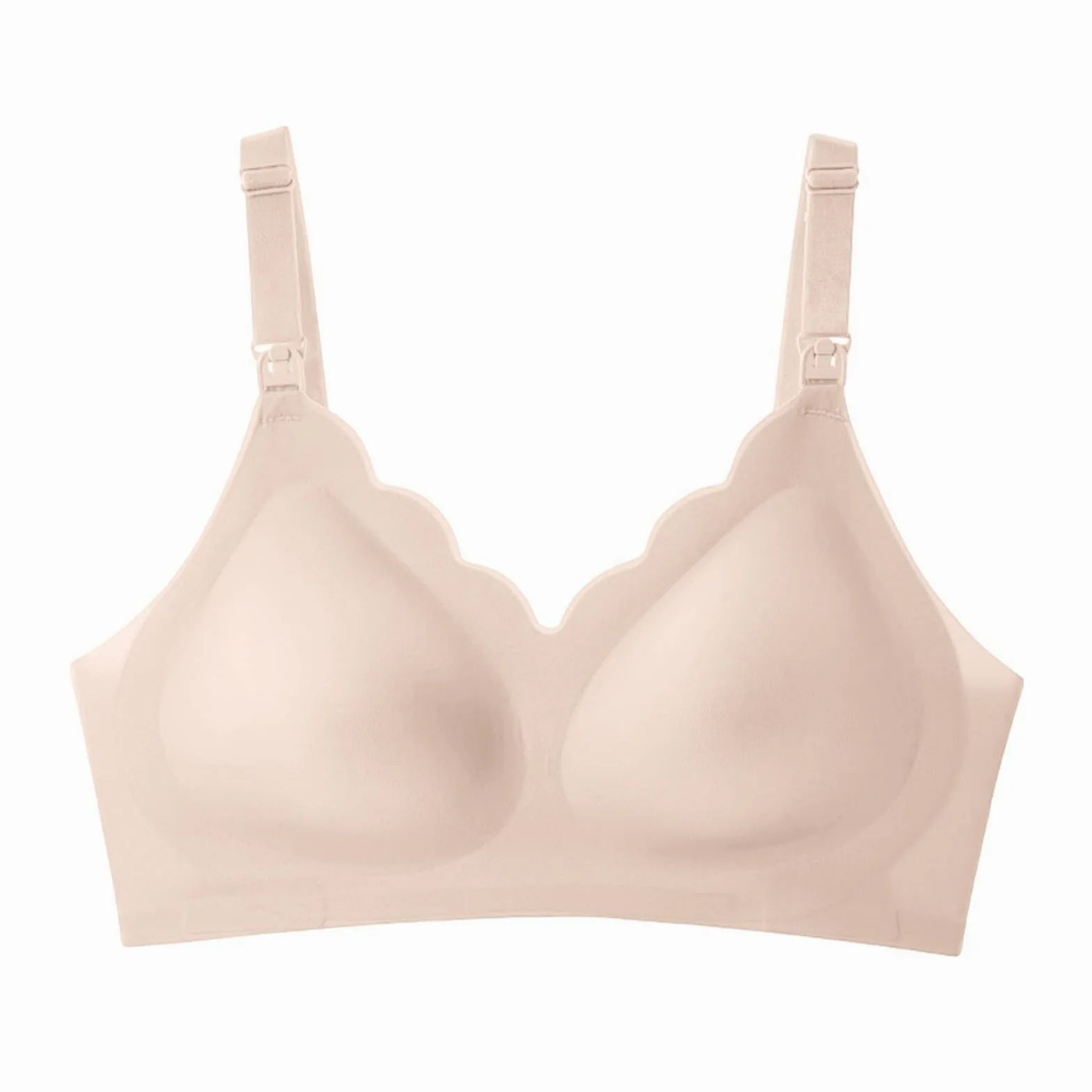 Sujetador De Lactancia Ondulado for Mujer Soporte Maternidad Sin Costuras Bralette Inalámbrico for Dormir Durante El Embarazo, Rosa Claro, L