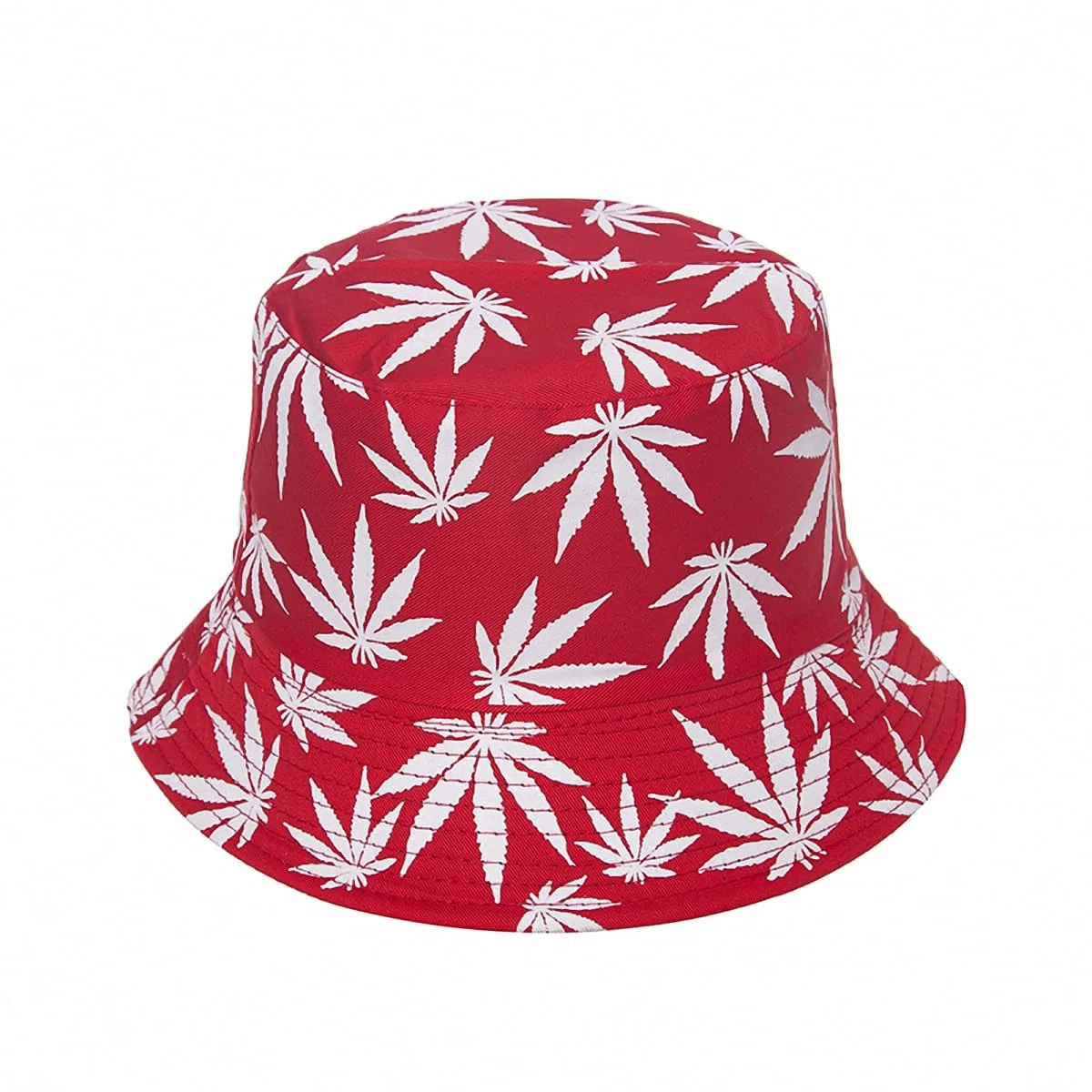 Punk - Gorras de pescador con diseño de hojas rojas, color negro, verde, rojo, para hombre