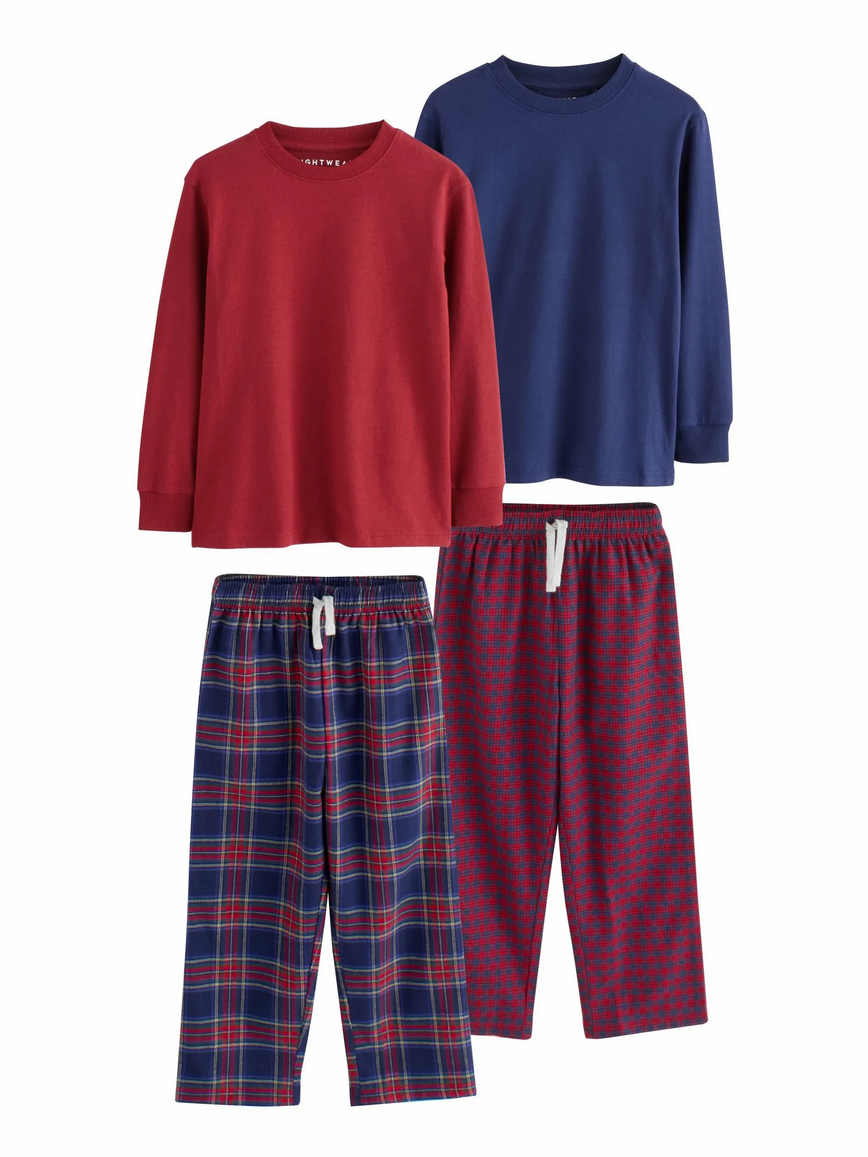 NEXT Niños Pack de 2 Pijamas Tejidos de Manga Larga a Cuadros