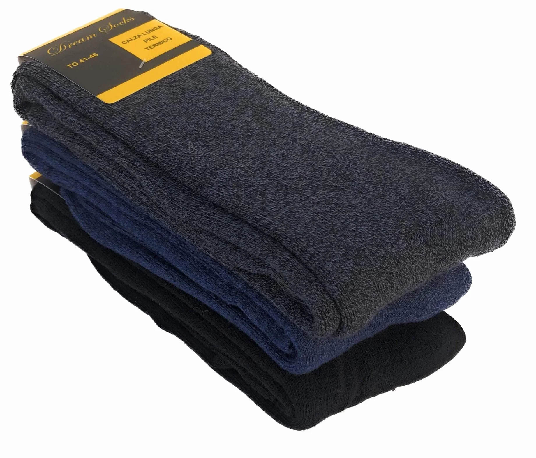 CALCETINES LARGO POLAR TÉRMICO HEAVY MOUNTAIN SKI NEGRO-AZUL-GRIS-ALTE A LA RODILLA
