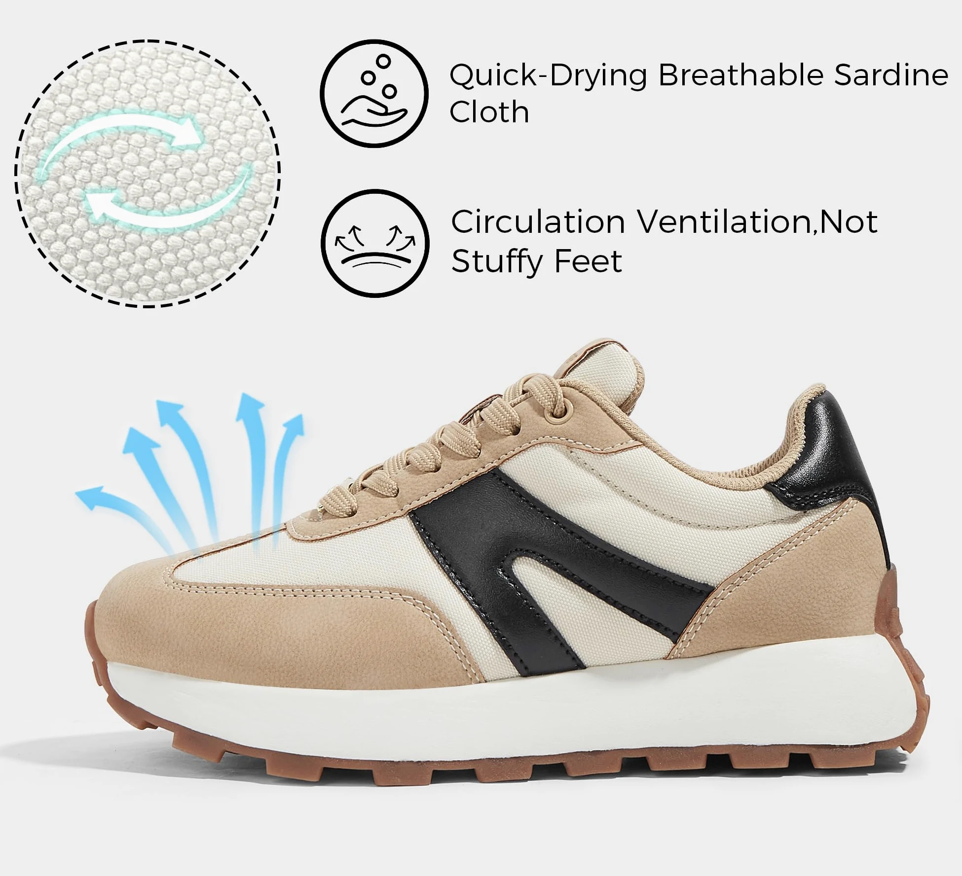 LUCKY STEP Zapatillas de Plataforma para Mujer – Clásicas y Retro, Zapatos de Moda con Cordones para Correr, Tenis y Uso Diario