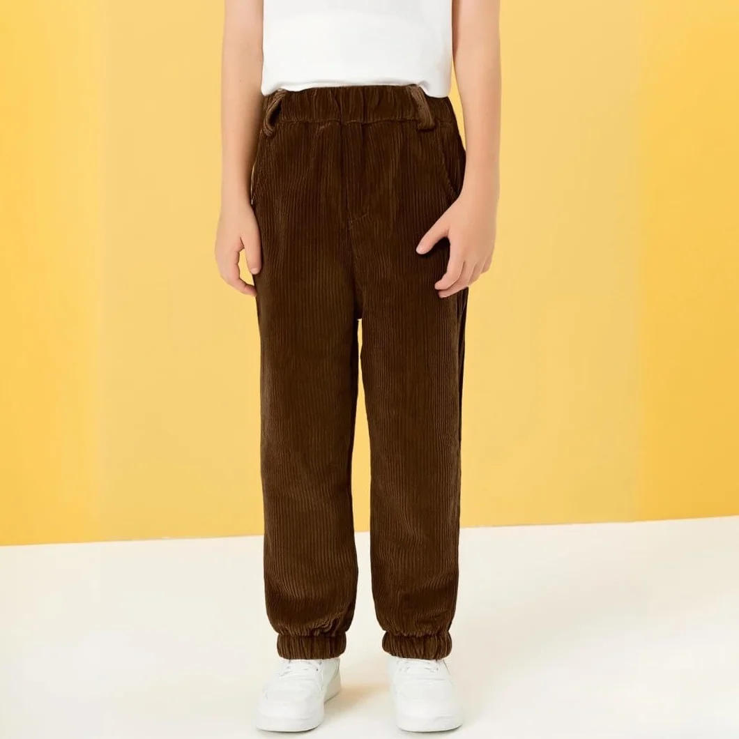 Pantalones de pana para niño con forro polar invierno ajuste estrecho suave duradero
