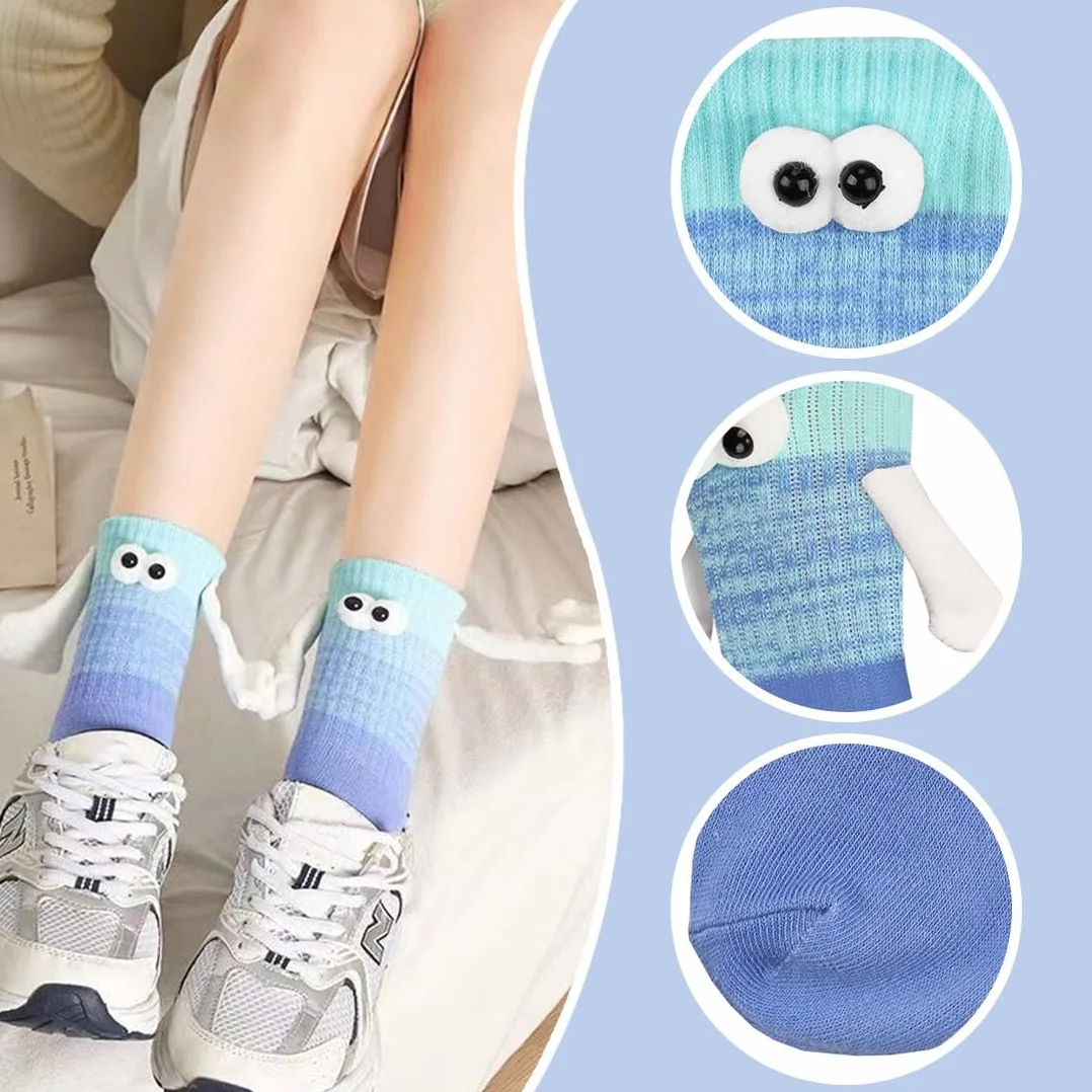 de calcetines magnéticos divertidos,Mediano Tubo Calcetines, calcetines 3d mano en la mano para mujeres hombres, par unisex divertido con las manos, calcetines para pareja