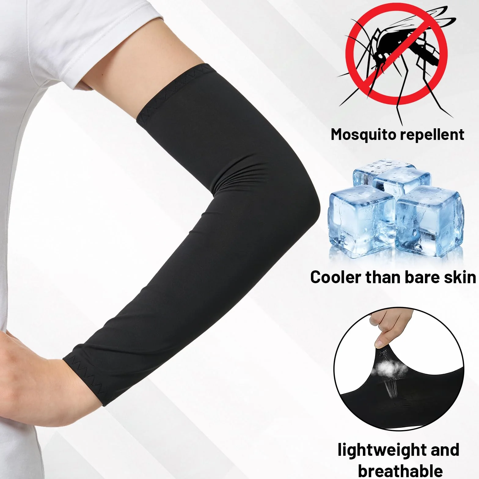Mangas de protección Solar para Brazos Adolescentes 5 Pares Deportiva compresión 36 cm Multicolor