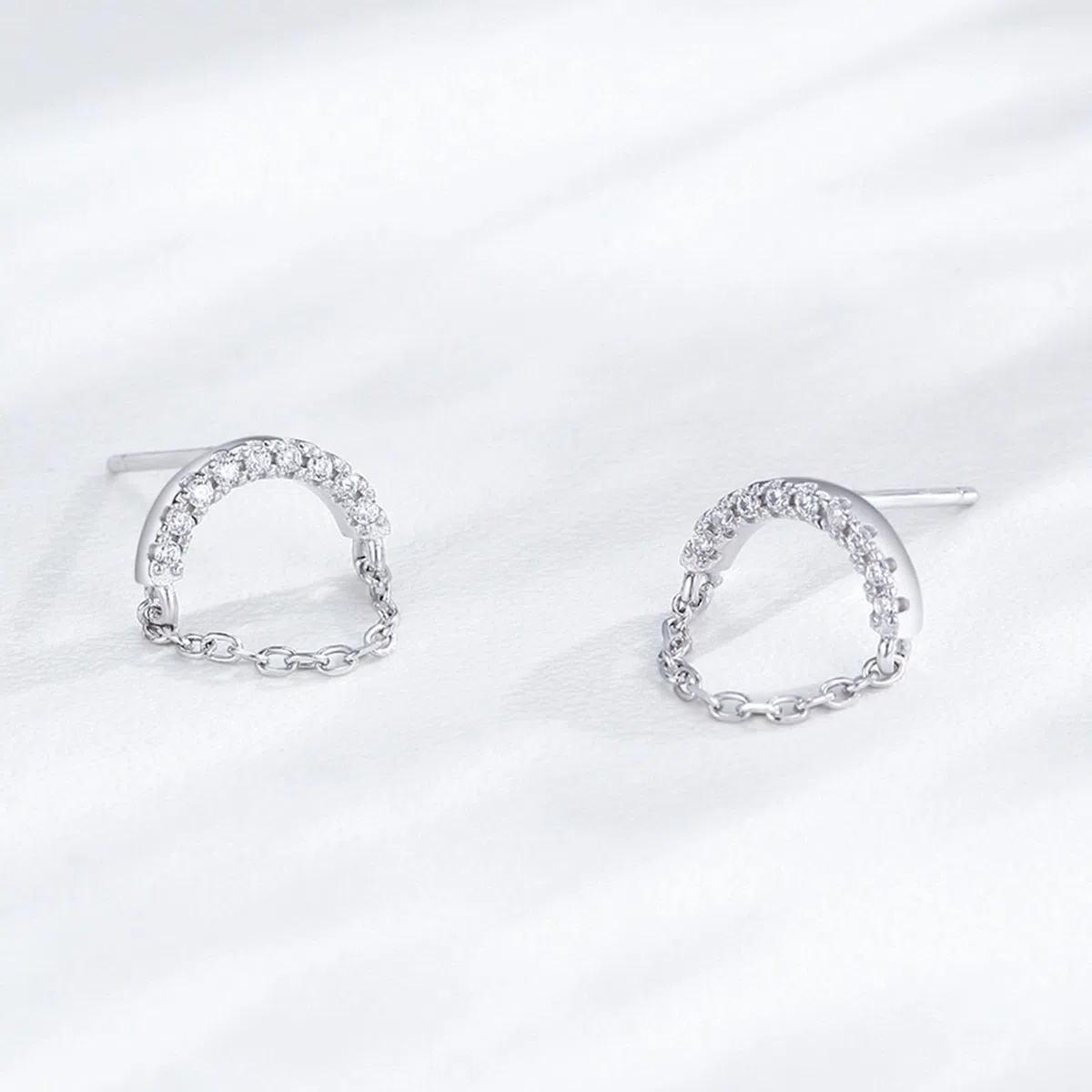 Pendientes de tuerca de oro de 9/14/18 quilates para mujer, oro real, cadena de moissanita pavé