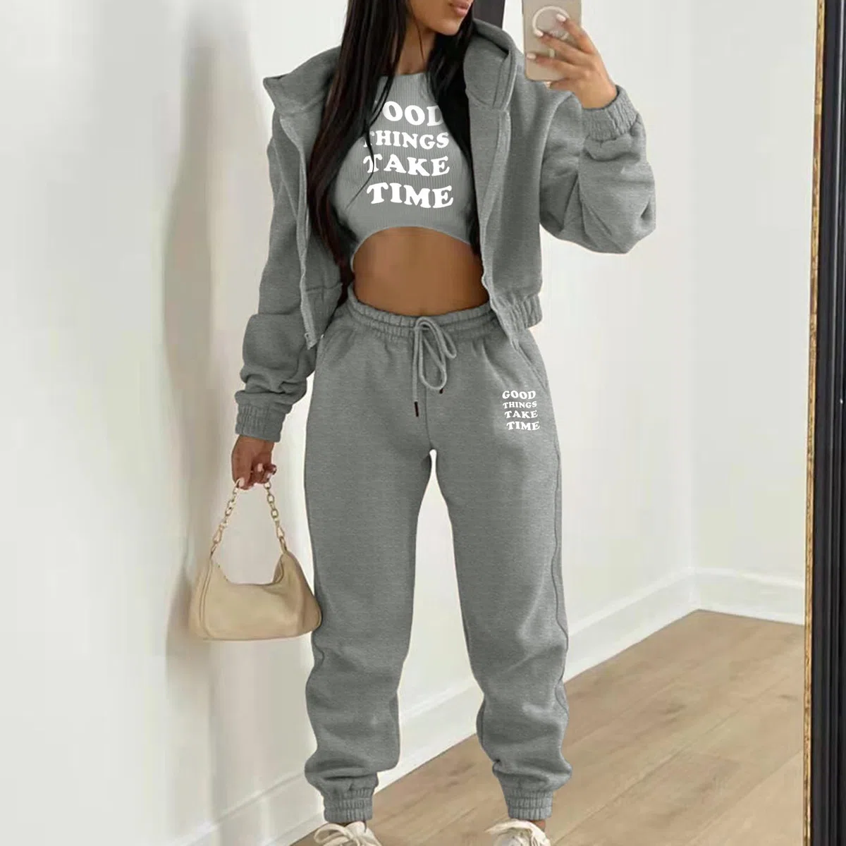 Chándal Mujer Invierno Corazón Cuello Redondo Manga Larga Pantalón Cómodo
