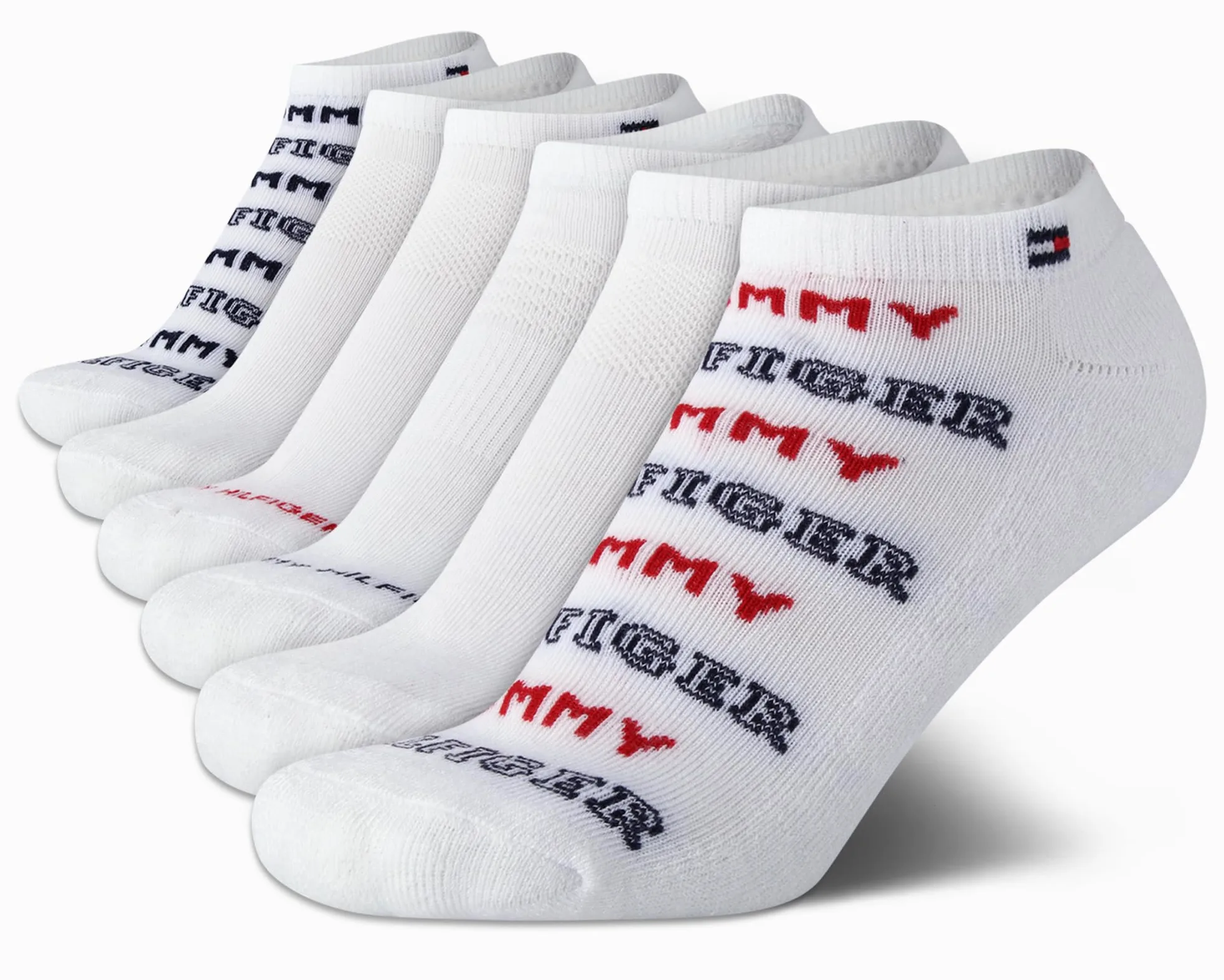 Tommy Hilfiger Calcetines deportivos invisibles para mujer, paquete de 6 calcetines de rendimiento acolchados suaves de corte bajo para mujer (talla 4-10)