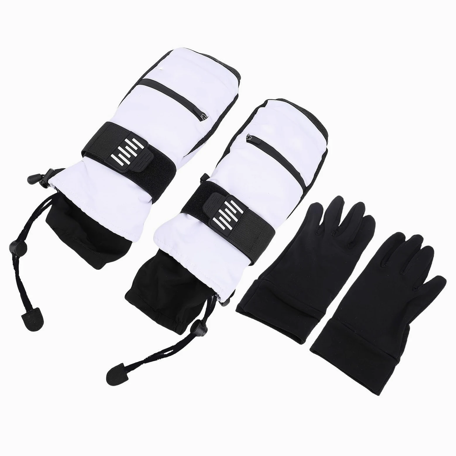 FILFEEL Manoplas de esquí para Hombres y Mujeres – Térmicos de Snowboard Resistentes Al Viento y a la Nieve con Interiores de 5 Dedos, Palma de EVA Muñequeras – /Blanco