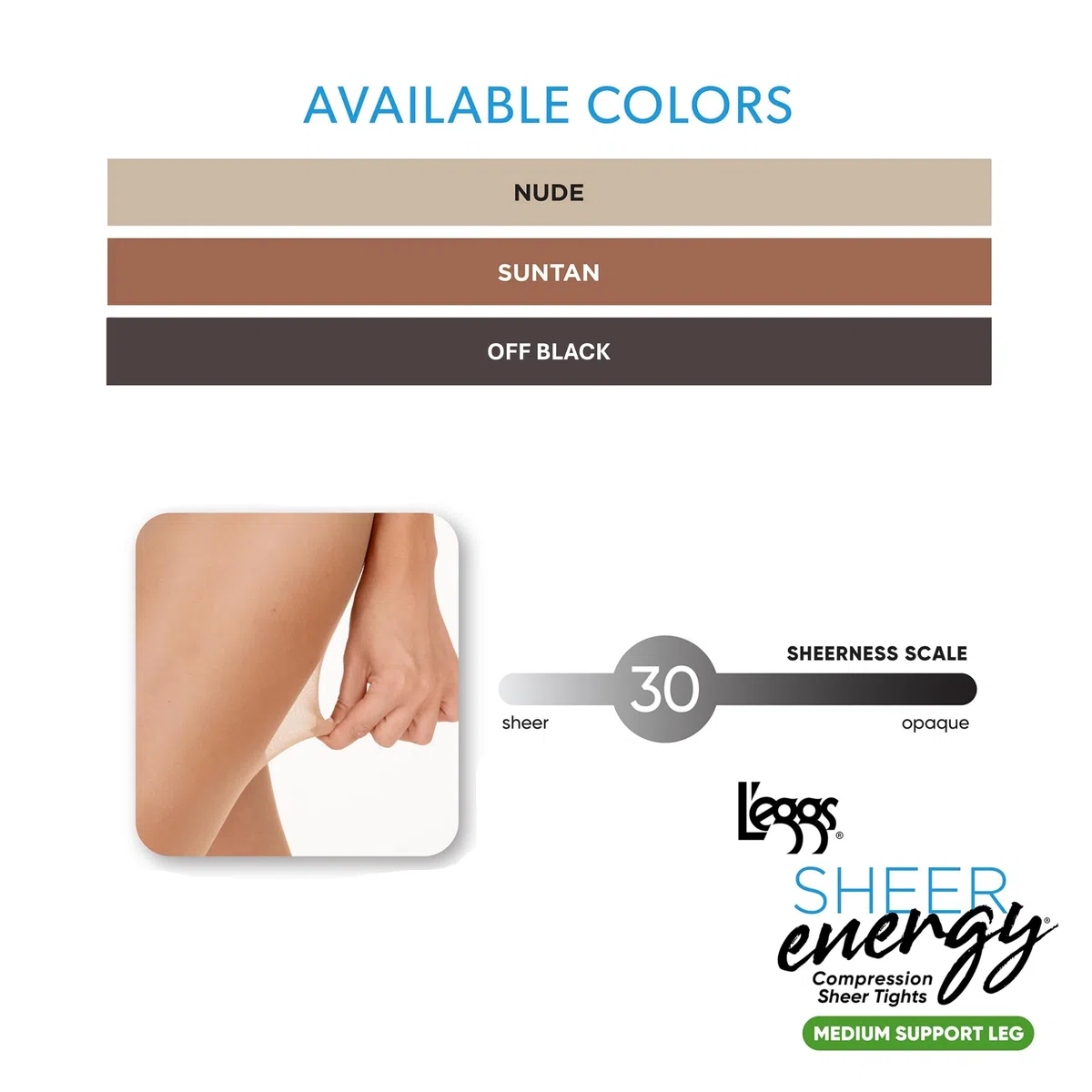 L'eggs de la mujer Sheer energía 2 par Control Top Sheer Toe Panty manguera - Beige -
