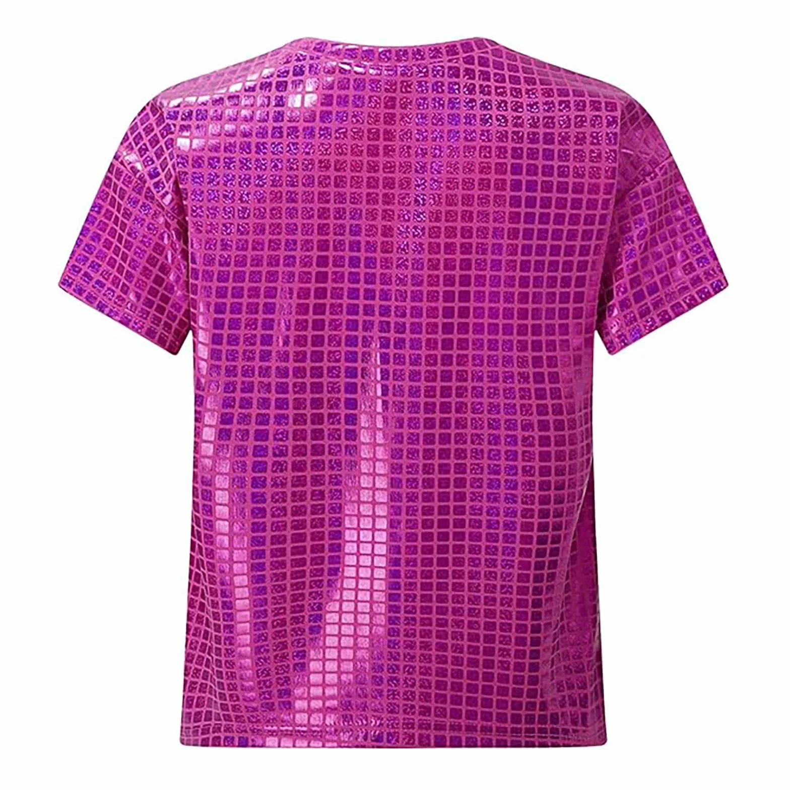 Camiseta Brillante Hip Hop Niño Niña Lentejuelas Metalizada Manga Corta Top Deportivo Baile Jazz Disfraz Fiesta 2-19 años