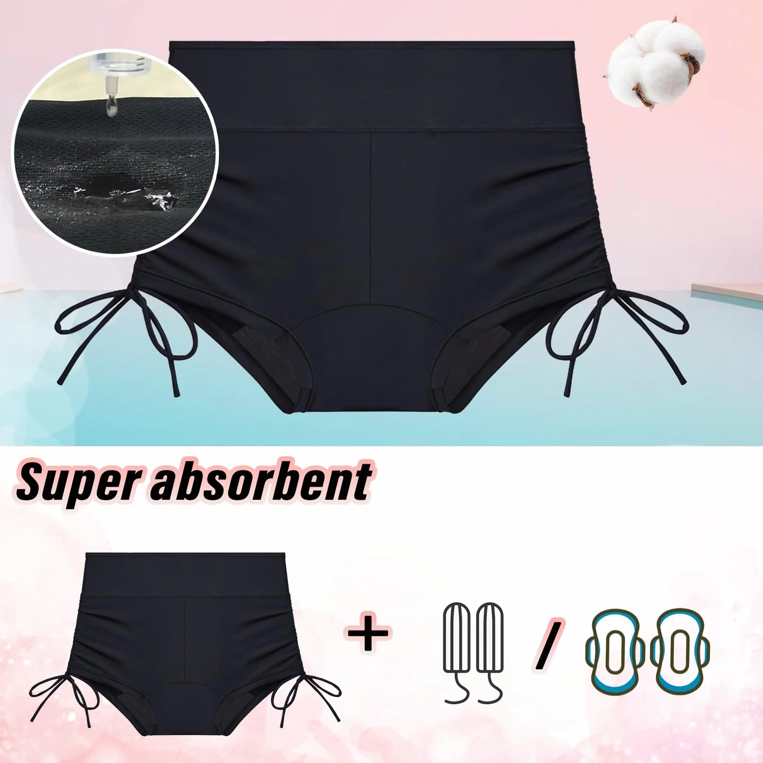 Traje de baño de 4 Capas a Prueba de Fugas para Adolescentes, Niñas y Mujeres