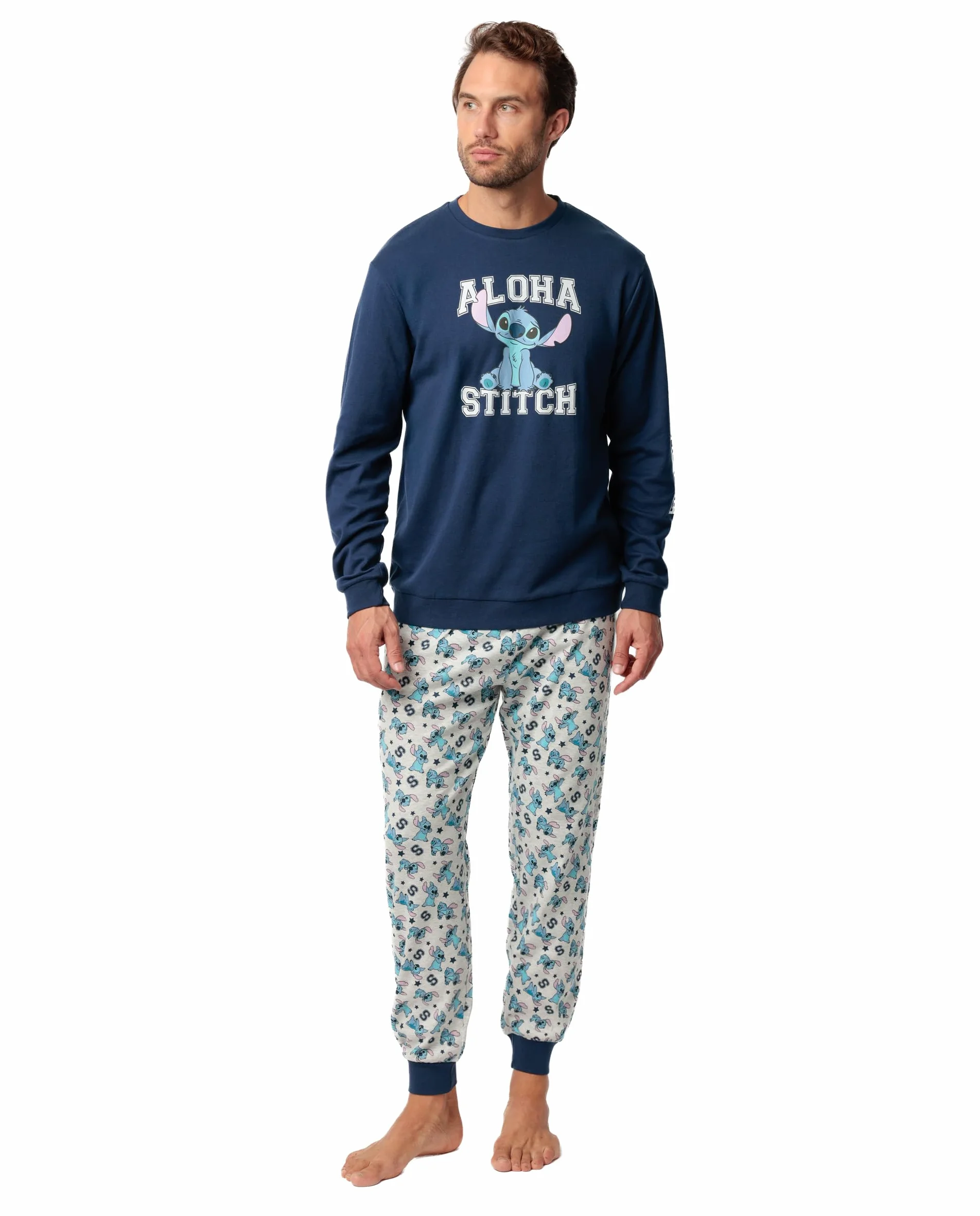 Disney Pijama Manga Larga Aloha Stitch para Hombre