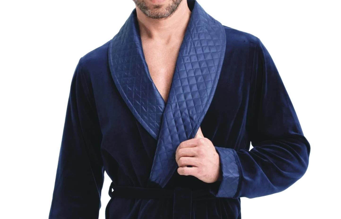 LEVERIE Elegante bata corta de algodón para hombre, con cinturón y bolsillos, fabricada en la UE