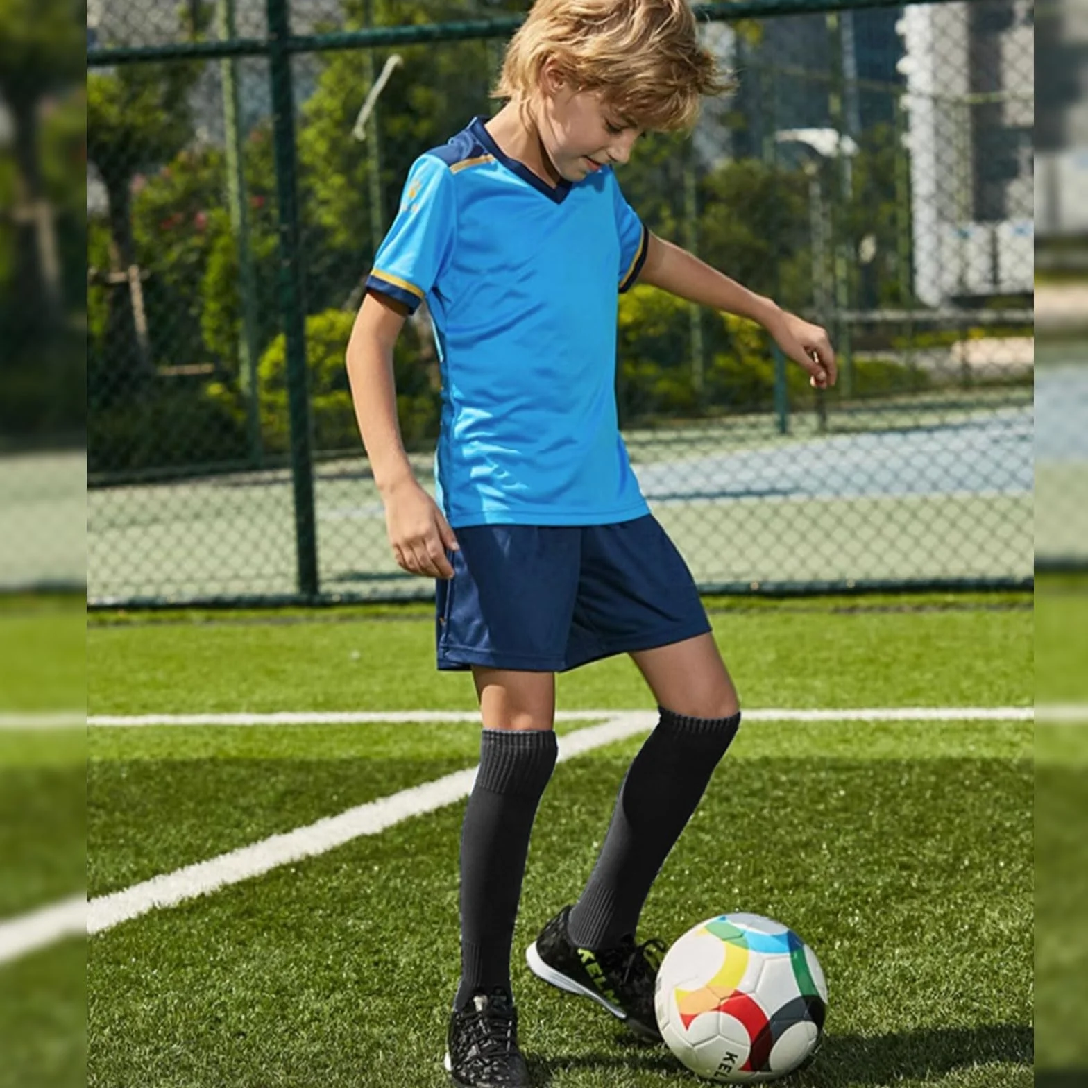 EUPSIIU 2 Pares Medias de Fútbol Largos para Niños Calcetines Deportivos de Niños Largo Tubo de Calcetines, Calcetines de Fútbol, Baloncesto, Rugby, Correr, Niños Niñas 5-13 Años (Negro)