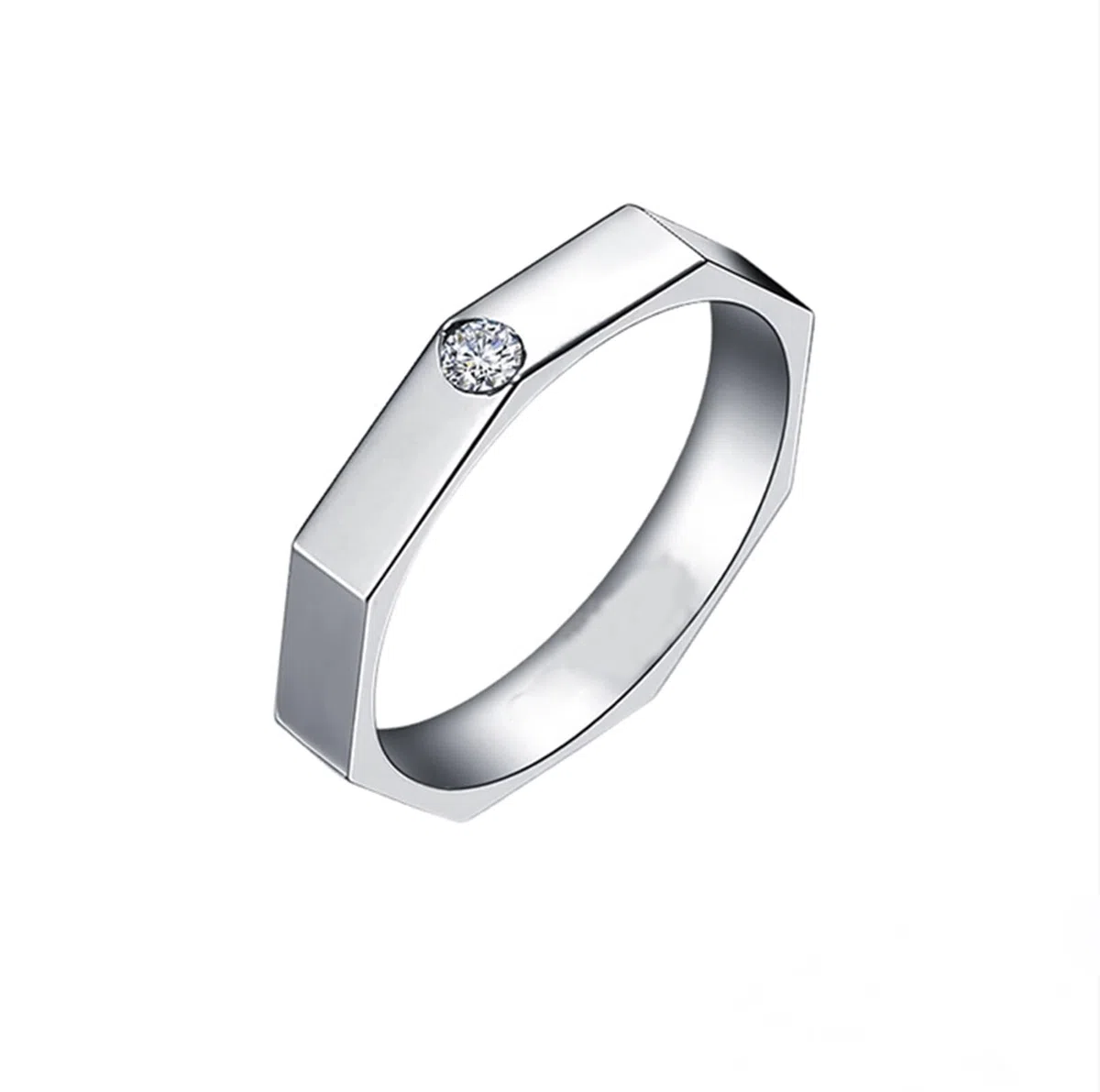 Anillo de compromiso para novio, anillo meñique para hombre, plata con diamante de 0,05 quilates Pt950 y oro blanco de 9 quilates, 14 quilates y 18 quilates