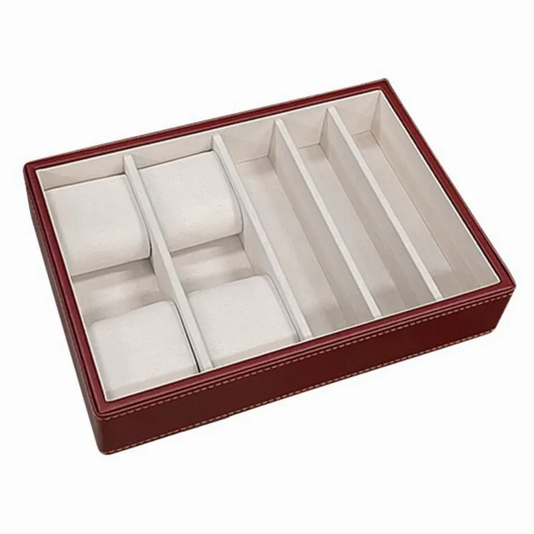 Organizadores De Cajones para Joyas Apilables Bandejas para Guardar Joyas En La Cómoda Insertos para Cajones Vitrinas para Anillos para Pendientes para Collares para Relojes(Red-A)