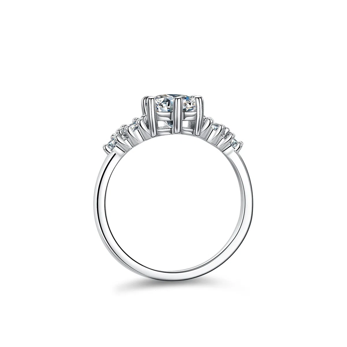 Anillo de oro blanco para mujer, anillos de compromiso, moissanite, 1 ct, anillo de boda solitario, elegante anillo de oro para mujer