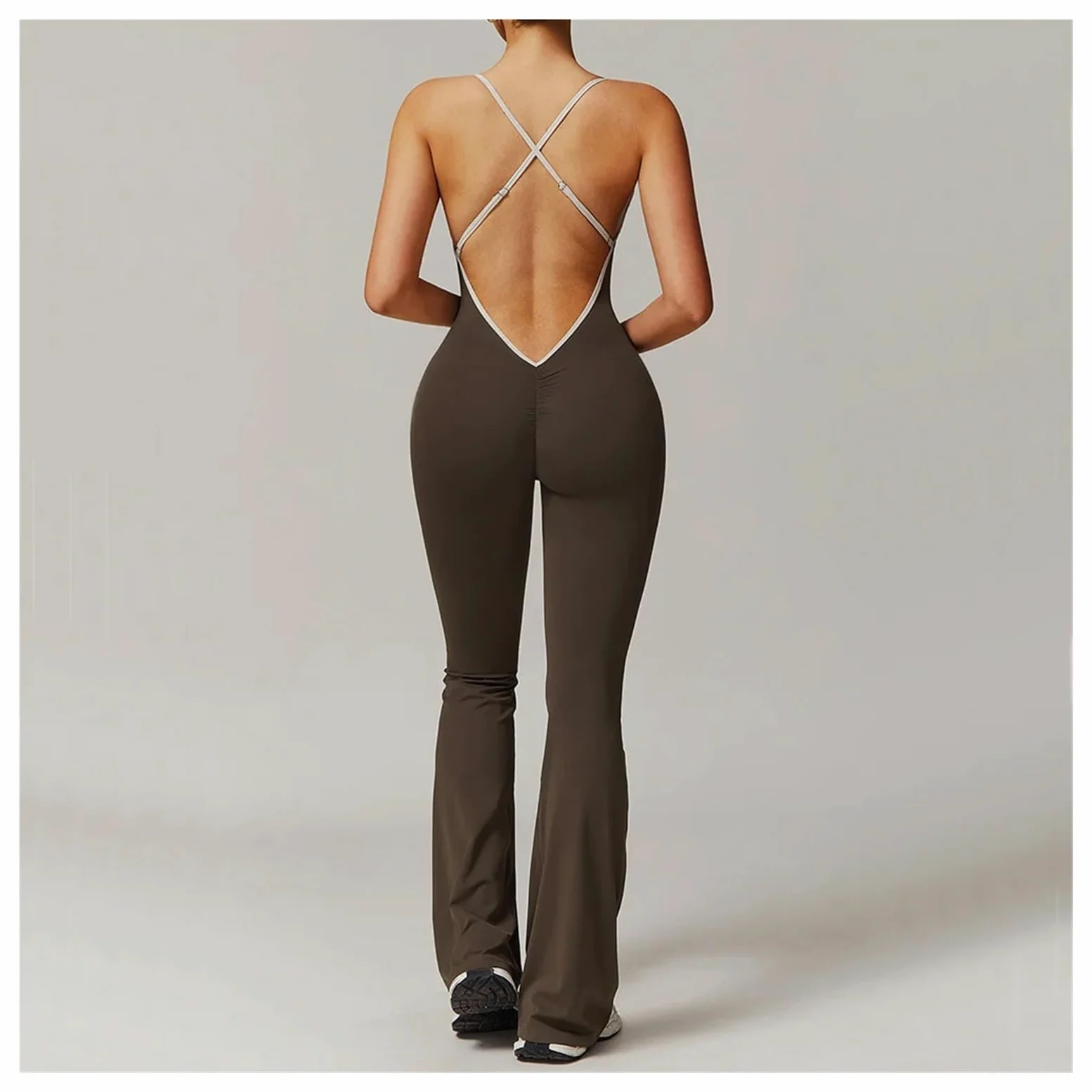 Mono de yoga sin espalda Mono Deportivo Sexy Con Espalda En V For Mujer, Conjunto De Gimnasio, Traje Entrenamiento Yoga, Ropa Deportiva Para Entrenamiento