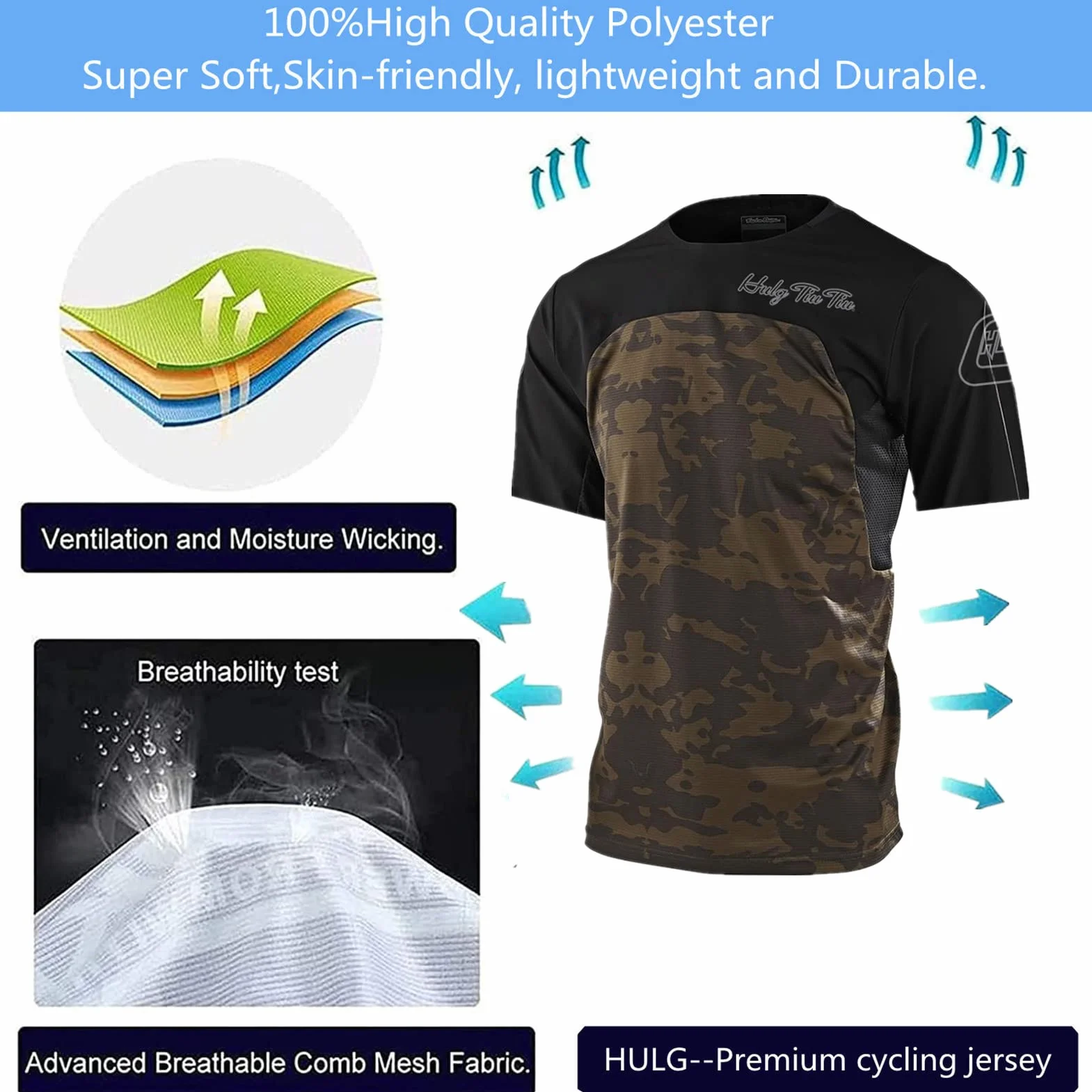 Maillot Ciclismo Hombre Verano MTB Bicicleta Montaña Camiseta Mangas Cortas