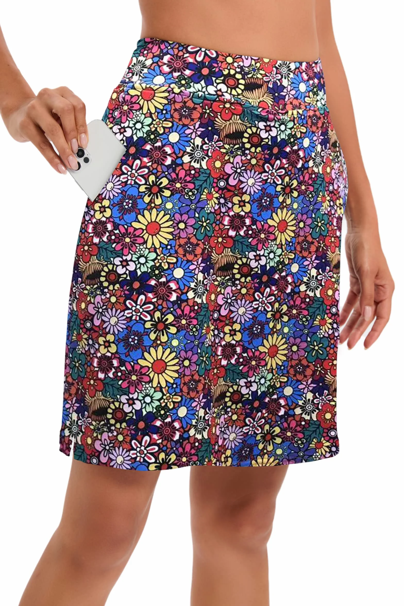 Timuspo Jupe de randonnée Femme Avec Short intérieur, jupes Pantalons jusqu’aux genoux Avec Taille Haute, Tennis de Sport Skorts de Golf