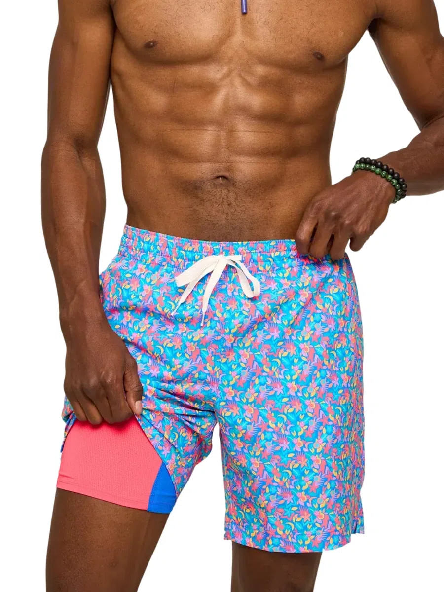 Chubbies Traje de baño forrado para hombre de 7 pulgadas, pantalones cortos de natación y pantalones cortos para hombre con cintura elástica, elástico, forro tipo bóxer UPF 50+