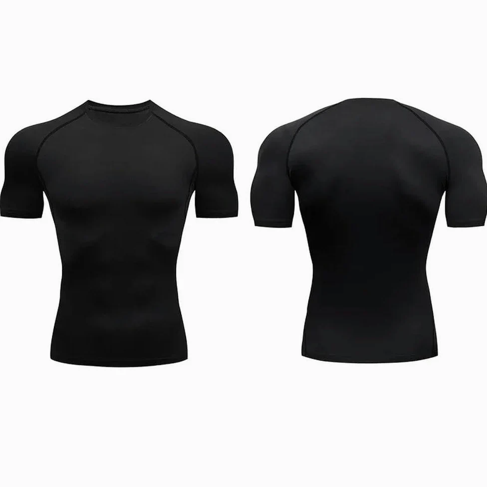 DYRBF - Camiseta de compresión para hombre, secado rápido, para fútbol, fitness, gimnasio, deporte, manga corta, transpirable