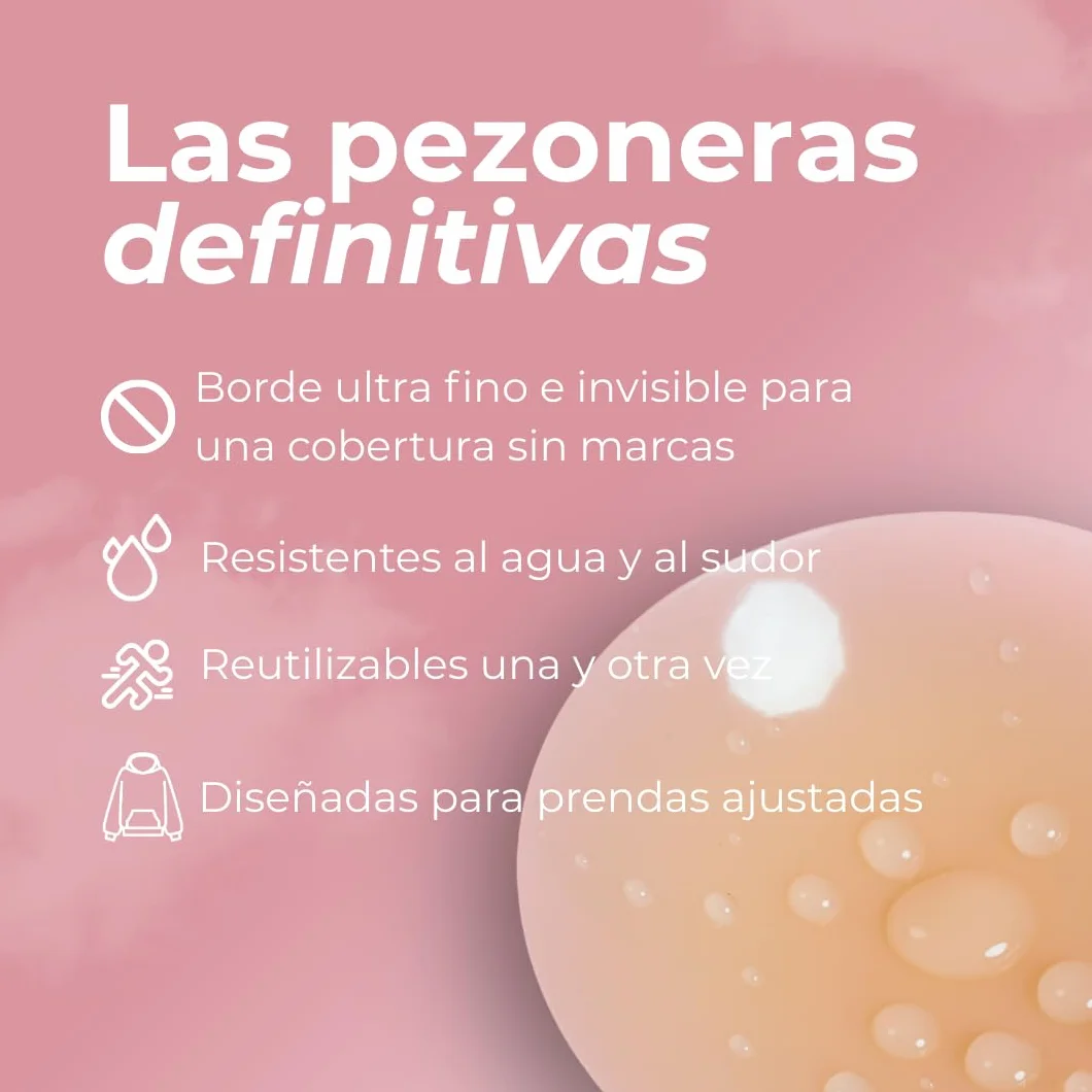 Pezoneras Invisibles Sin Adhesivo Triangulares Escotes Pronunciados Resistentes al Sudor Extrafinas Cómodas Agarre Térmico Estuche Viaje Tallas SM ML