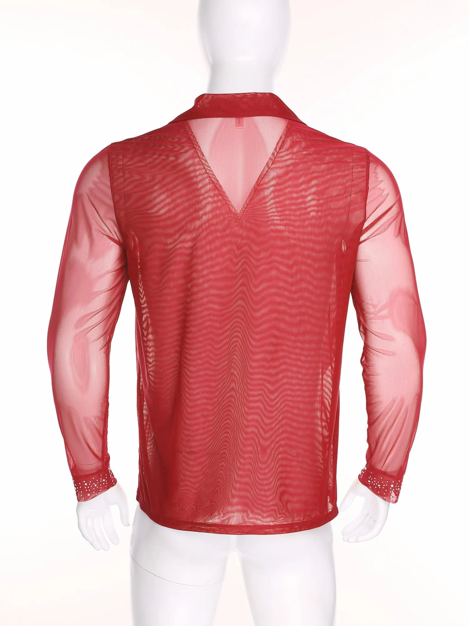 Camisa Baile de Salón para Hombre Leotardo Baile Latino Patinaje Artístico Competición Rojo S-XXL