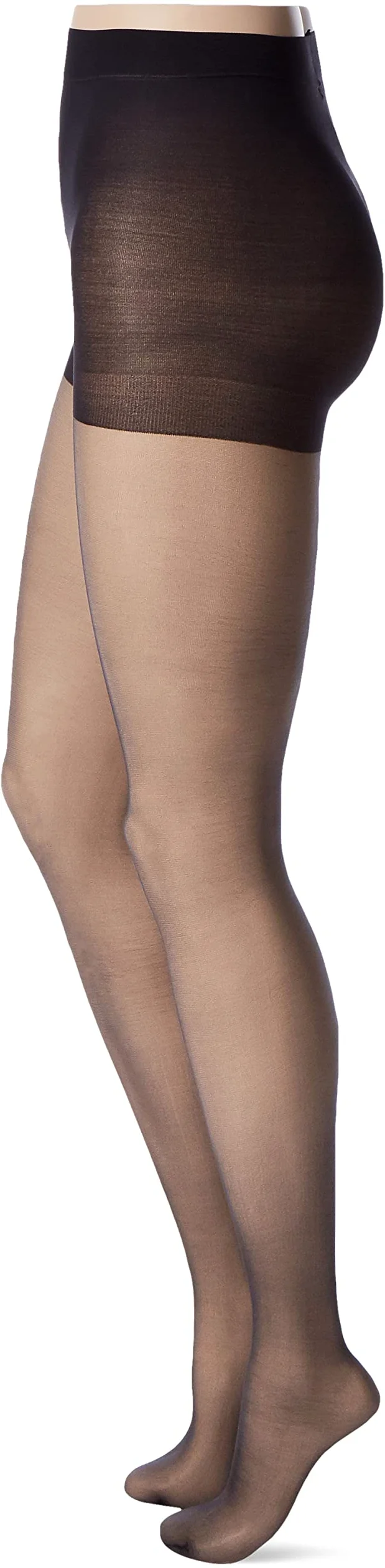 L'eggs Women's Silken Control Top Toe Panty Hose, Jet Black, A