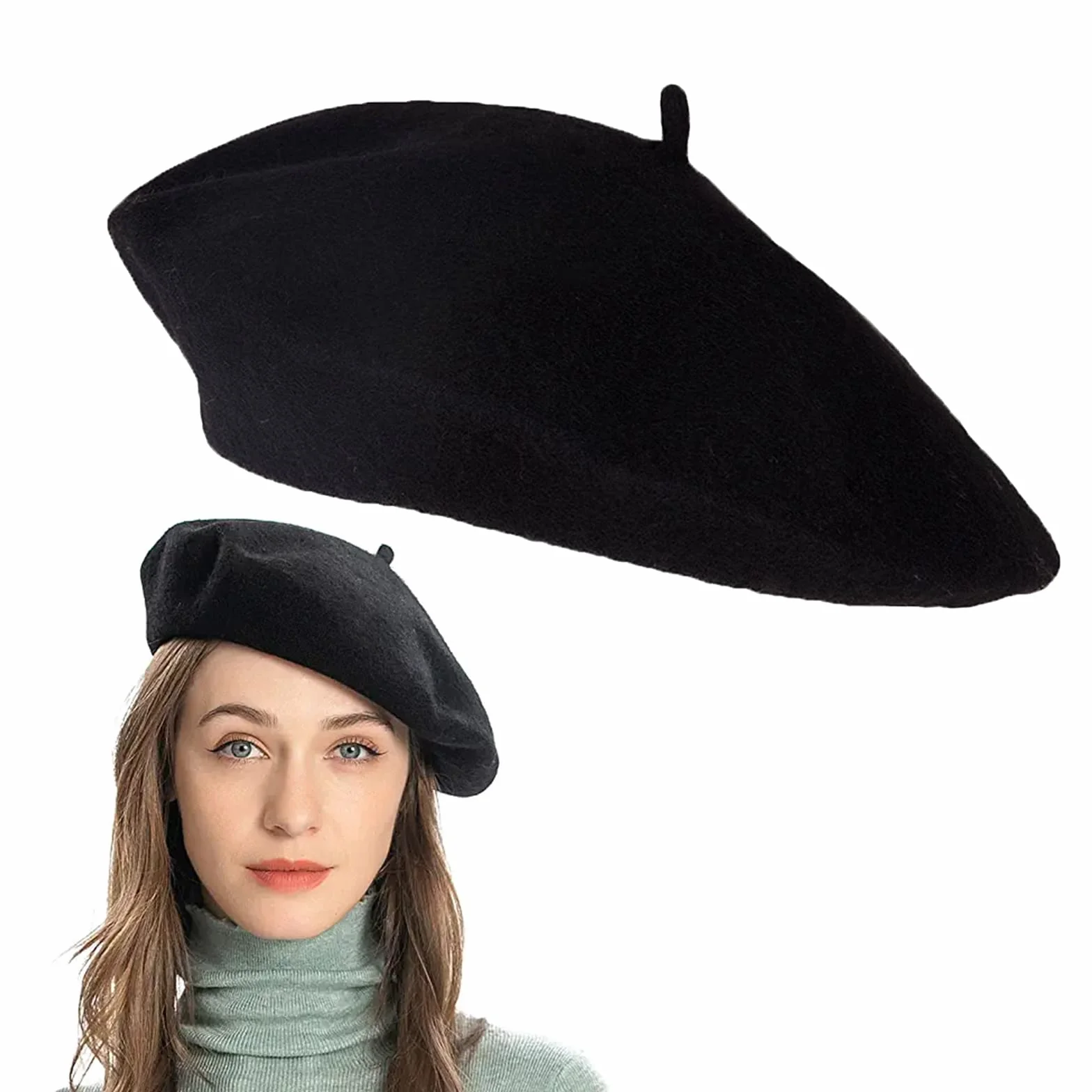Sombrero De Boina Francés, Boina Francesa Mujer, Clásica Lana Gorro para Mujeres, Invierno Artista Cálido Moderno Pintor Sombrero Otoño Redondo Vintage