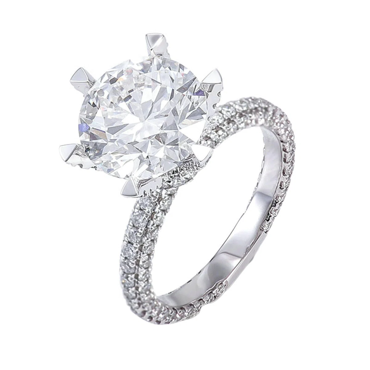 Anillos de compromiso de oro blanco de 18 quilates para mujer, talla redonda de 3 quilates, moissanita, elegante anillo de compromiso