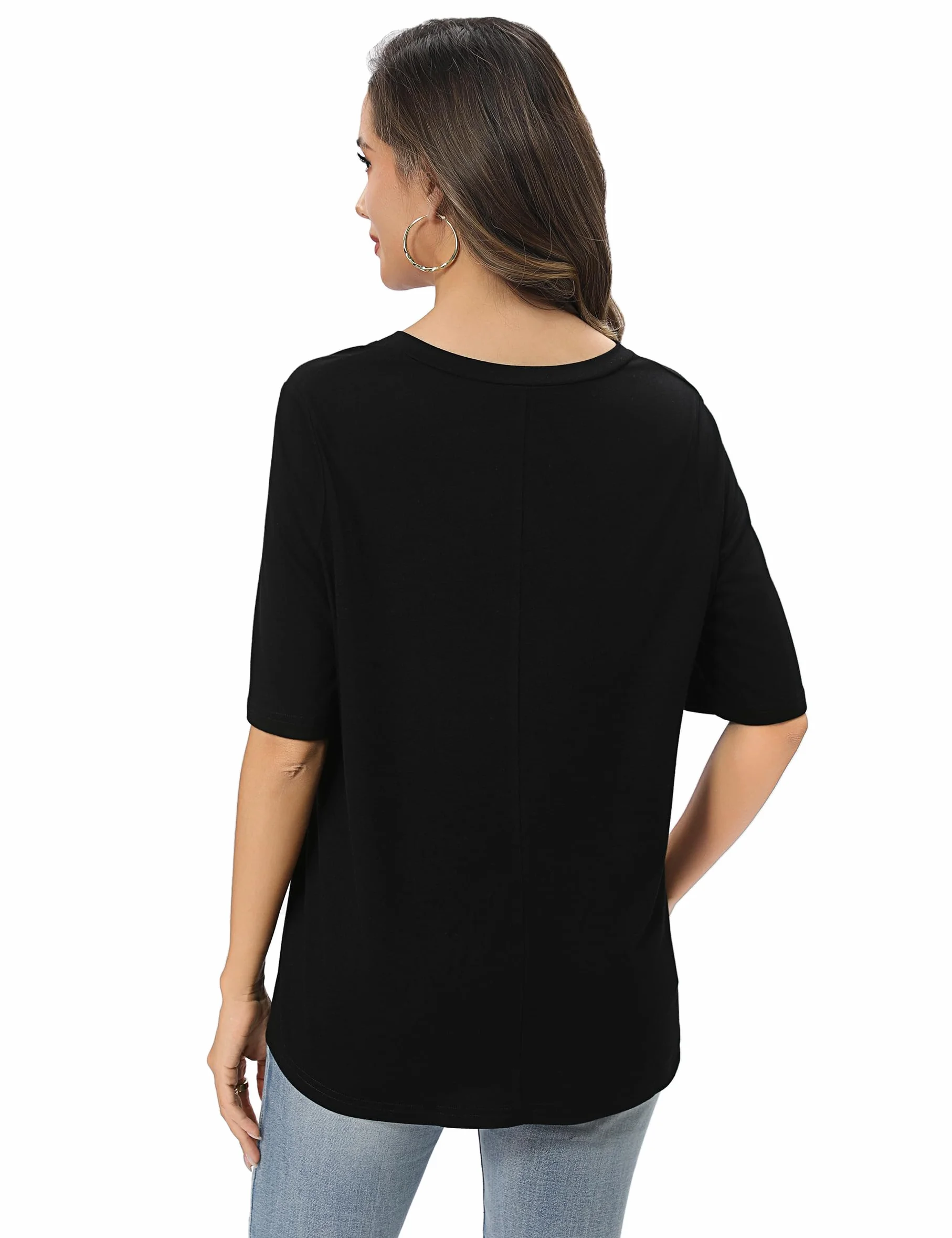 Litherday Camiseta de Mujer Verano Manga Corta con Cuello en V Estampada Top Suelto Casual para Uso Diario