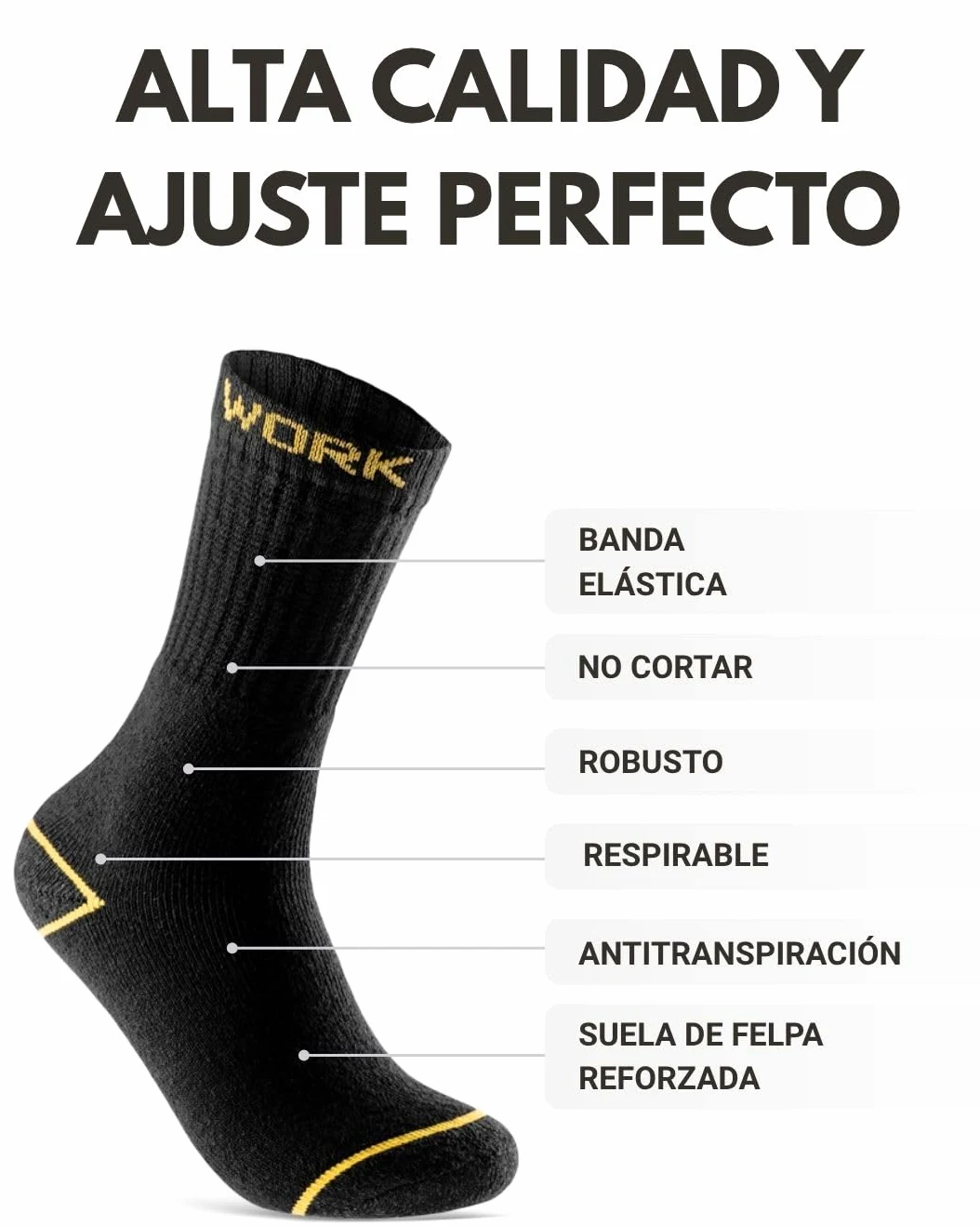 sockenkauf24 10 o 20 Pares Calcetines de Trabajo Cortos Hombre Reforzados Algodón WORK