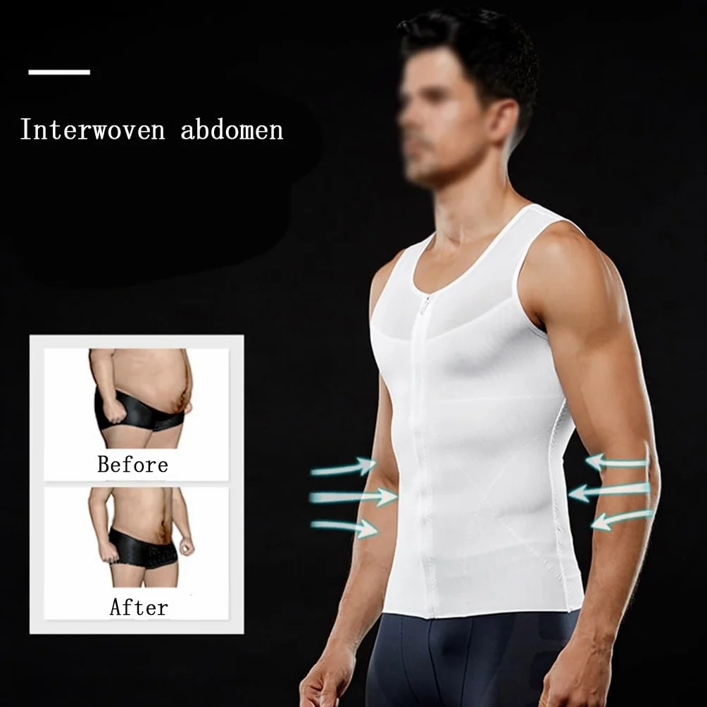HLTYGWX Fajas para Hombres Control de Barriga Cuerpo Completo Adelgazante Body Cremallera Busto Abierto Esculpir