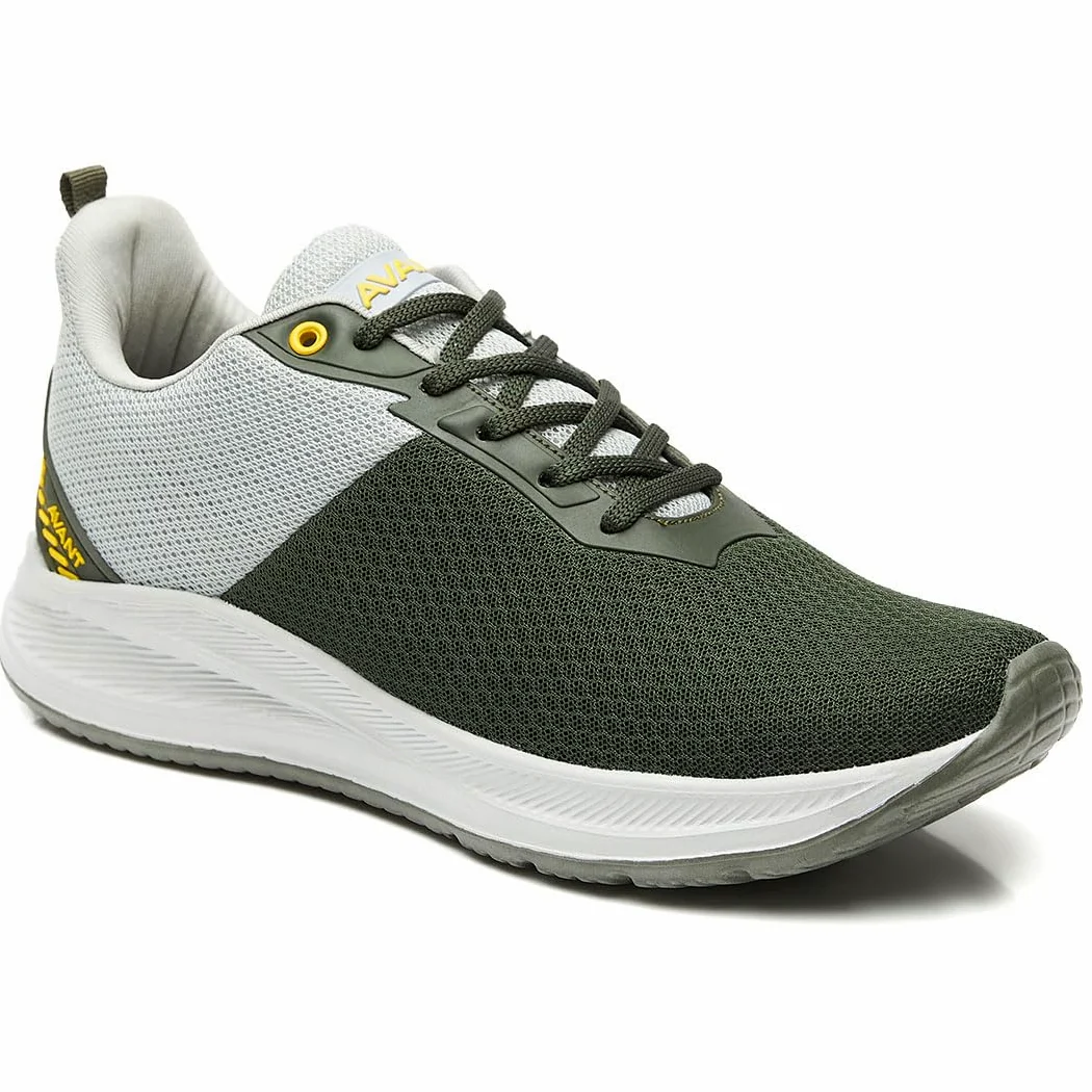 AVANT Zapatillas Racer para correr y entrenar para hombre, suela de EVA, plantilla de goma natural EVA, malla superior de punto, Olive/L.Grey, 8 UK