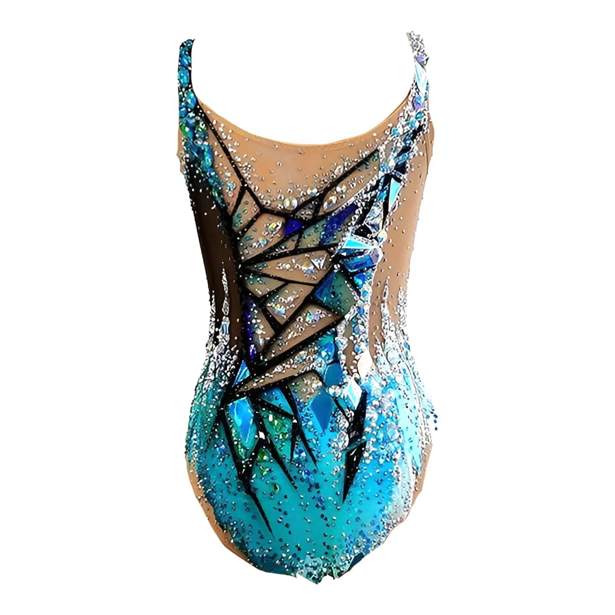 Maillot De Gimnasia Rítmica Sin Mangas For Niñas Con Diamantes De Imitación. Maillot De Gimnasia De Alto Rendimiento.